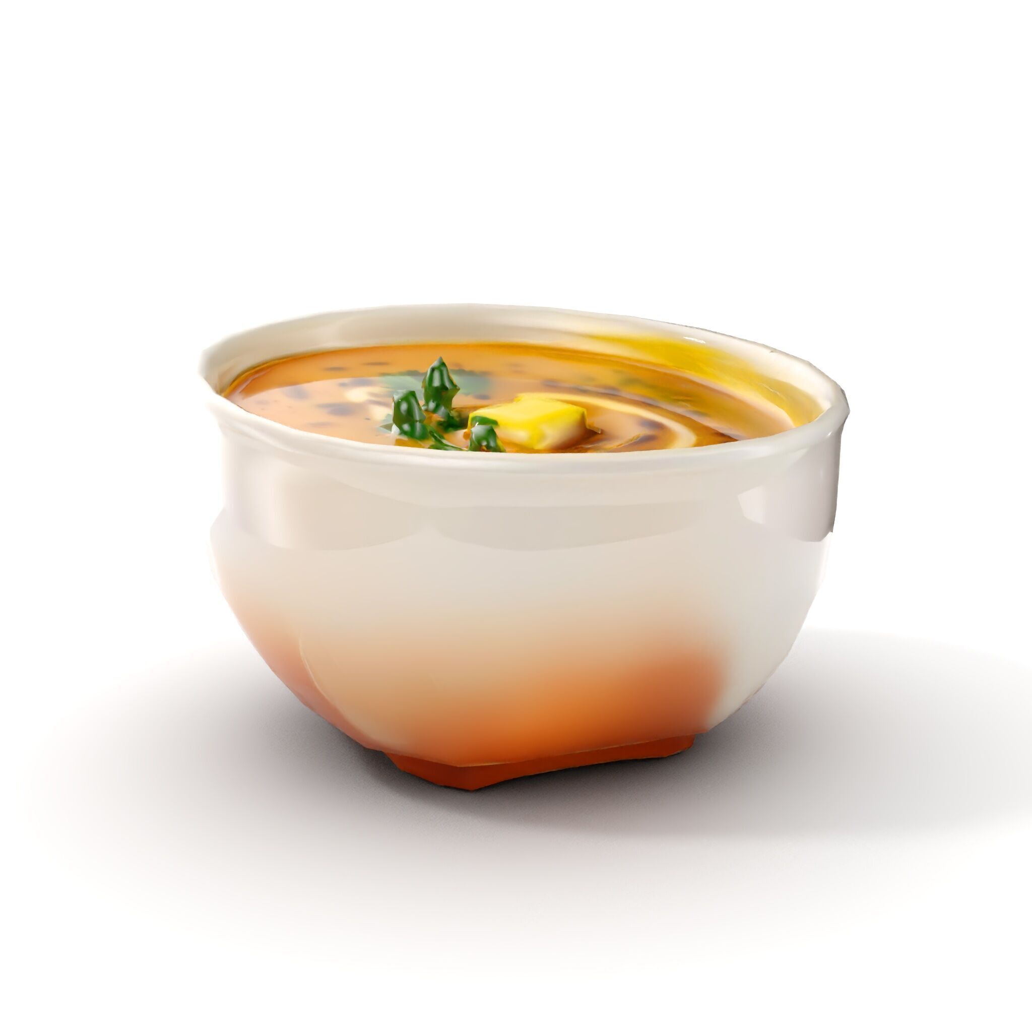 Creamy Lentil Soup model pack with bowl and garnish details Low-poly 3D model_21