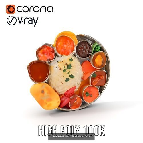 Authentic Indian Cuisine 3D Models Pack 4