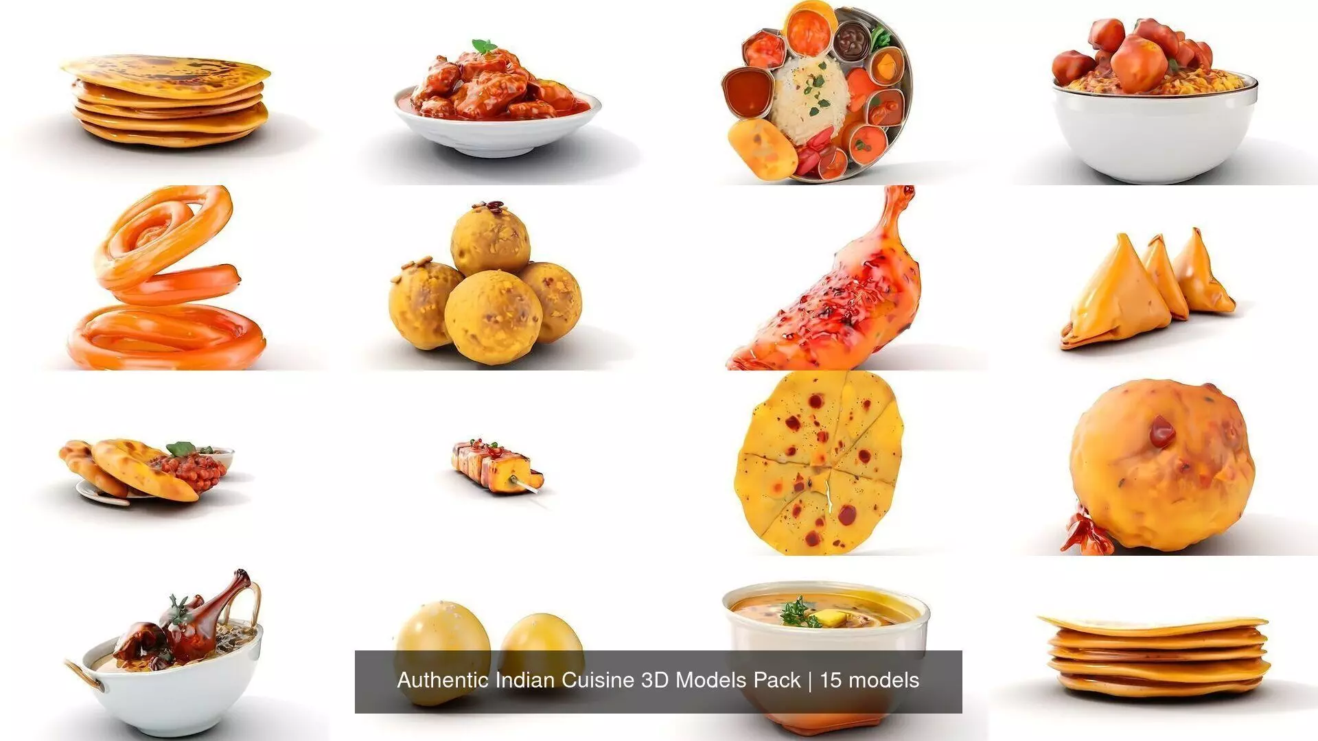 Authentic Indian Cuisine 3D Models Pack 3D Model Collection_0