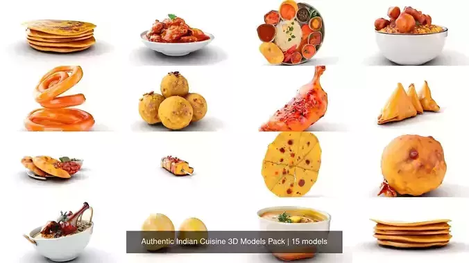 Authentic Indian Cuisine 3D Models Pack 3D Model Collection