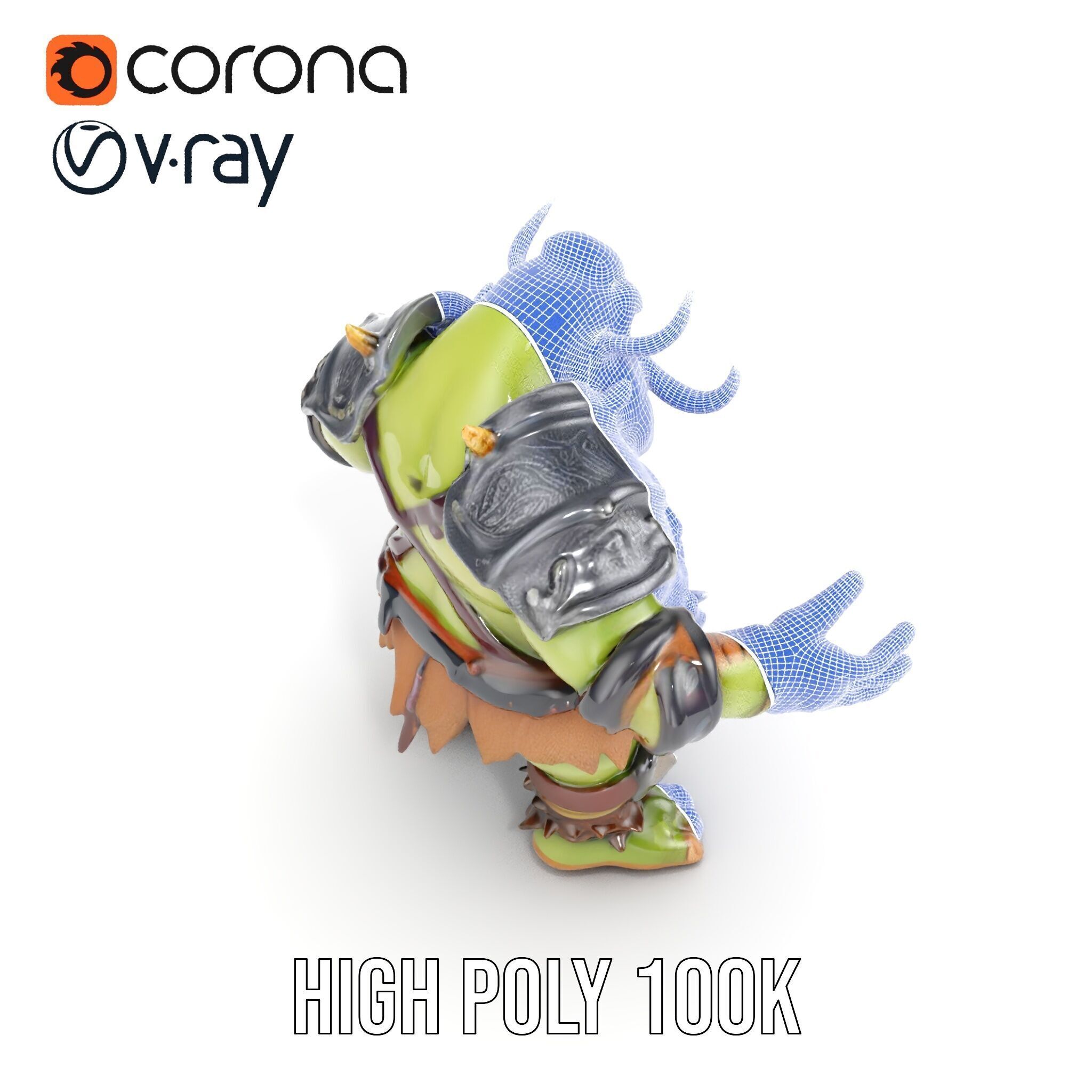 Orc Warrior Rigged and Animated D Character Model Low-poly 3D model_35