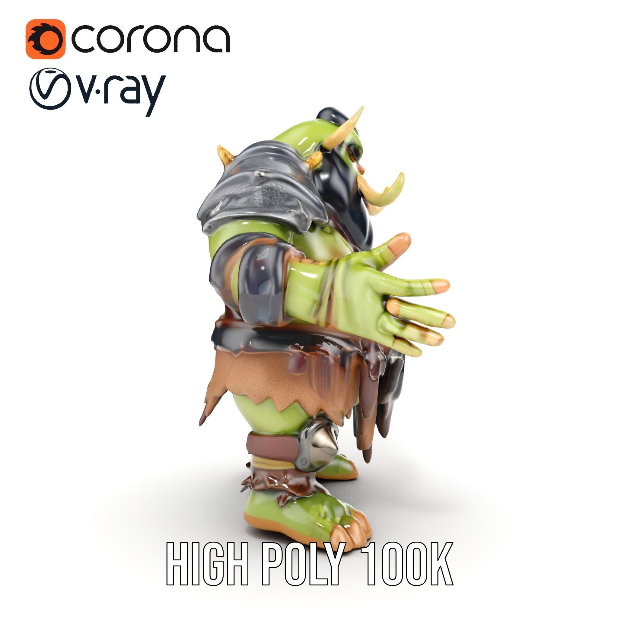 Orc Warrior Rigged and Animated D Character Model Low-poly 3D model_37