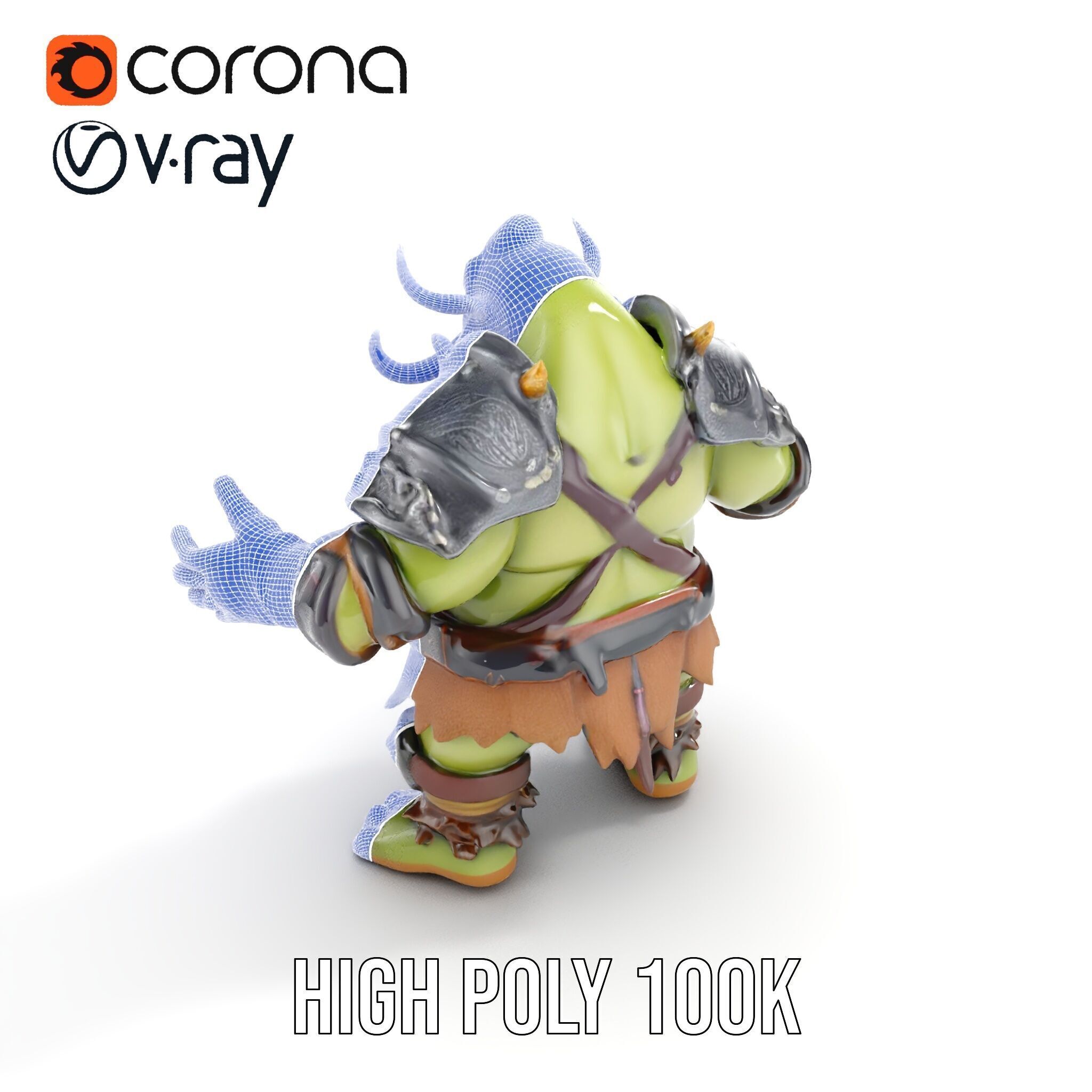 Orc Warrior Rigged and Animated D Character Model Low-poly 3D model_32