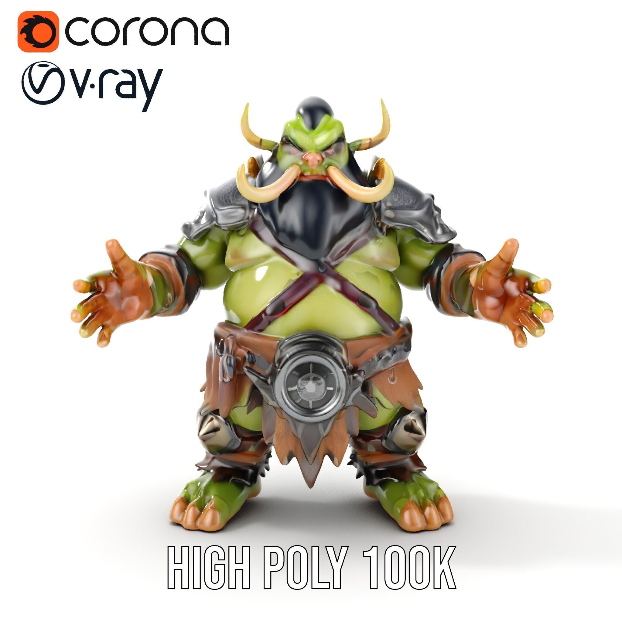 Orc Warrior Rigged and Animated D Character Model Low-poly 3D model_29