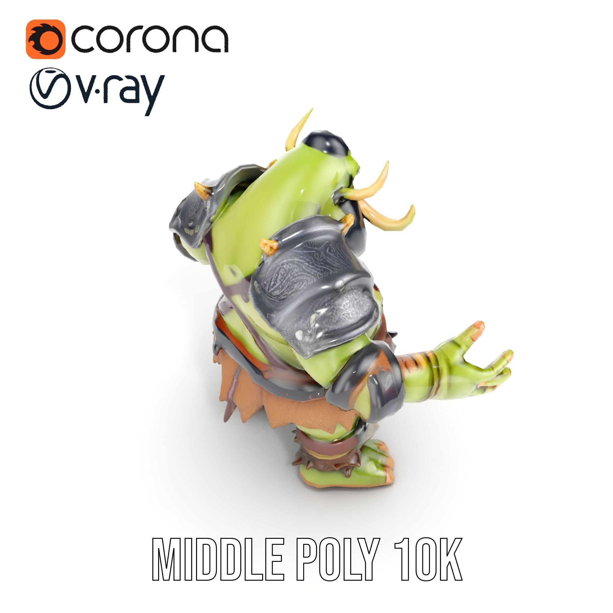 Orc Warrior Rigged and Animated D Character Model Low-poly 3D model_25