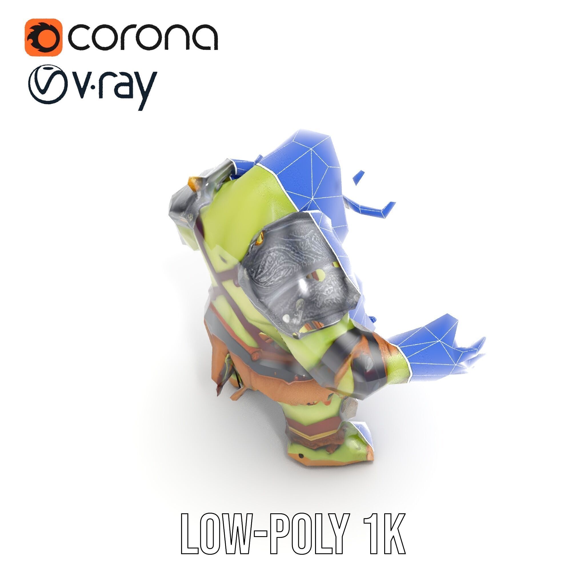 Orc Warrior Rigged and Animated D Character Model Low-poly 3D model_28