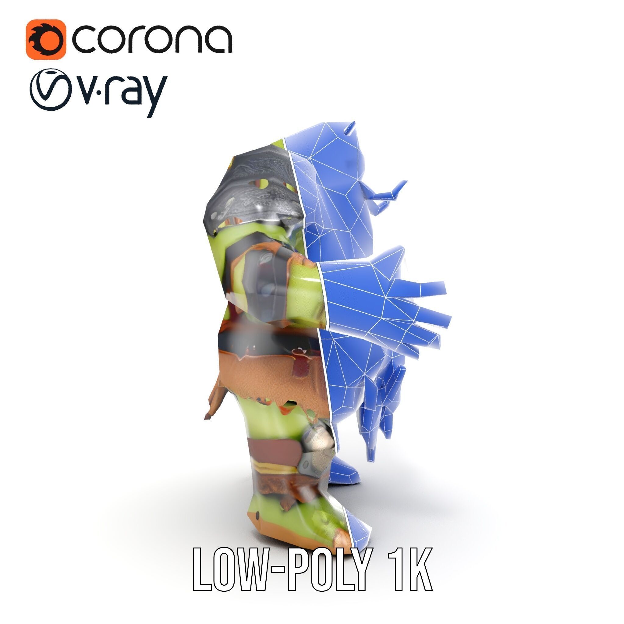 Orc Warrior Rigged and Animated D Character Model Low-poly 3D model_31