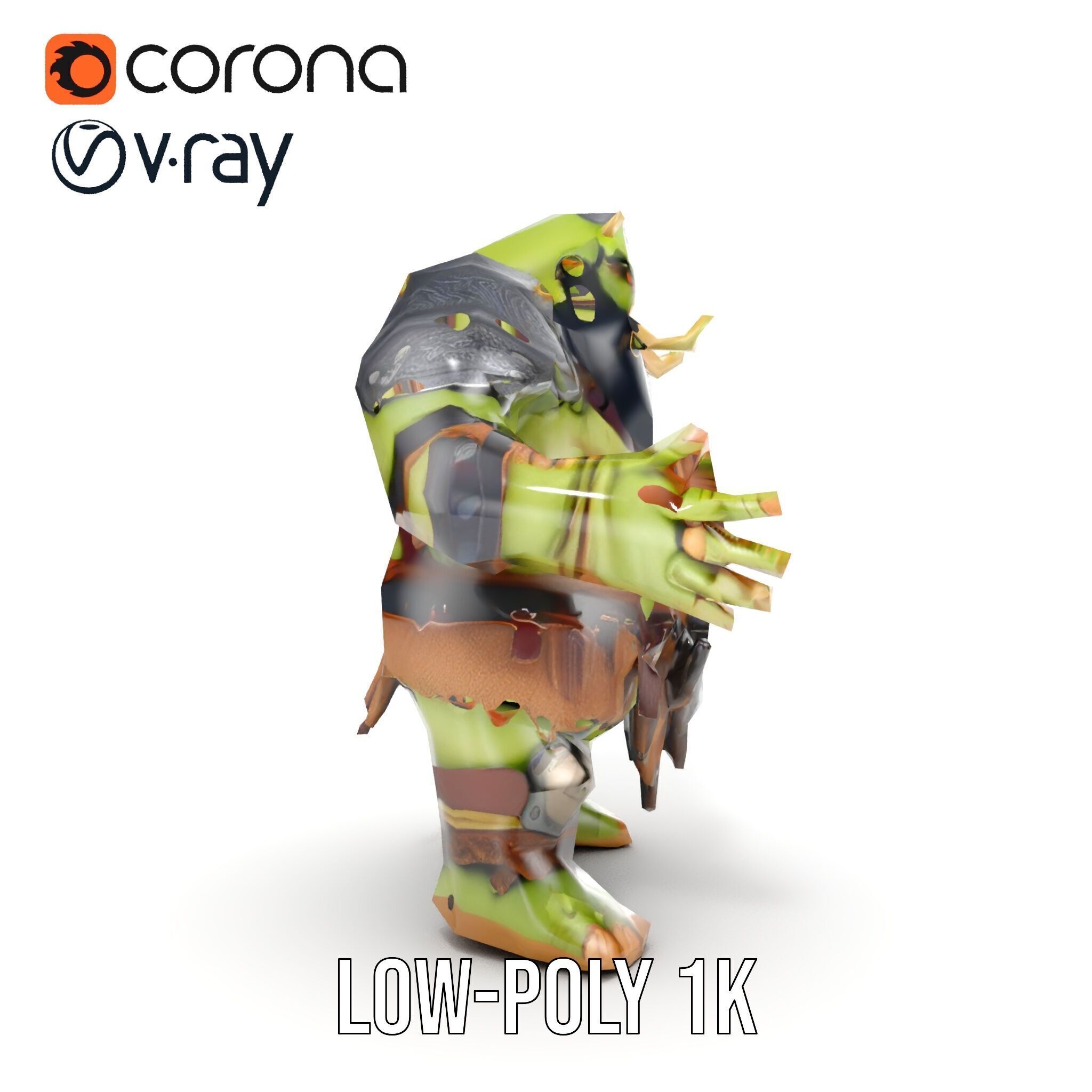 Orc Warrior Rigged and Animated D Character Model Low-poly 3D model_16