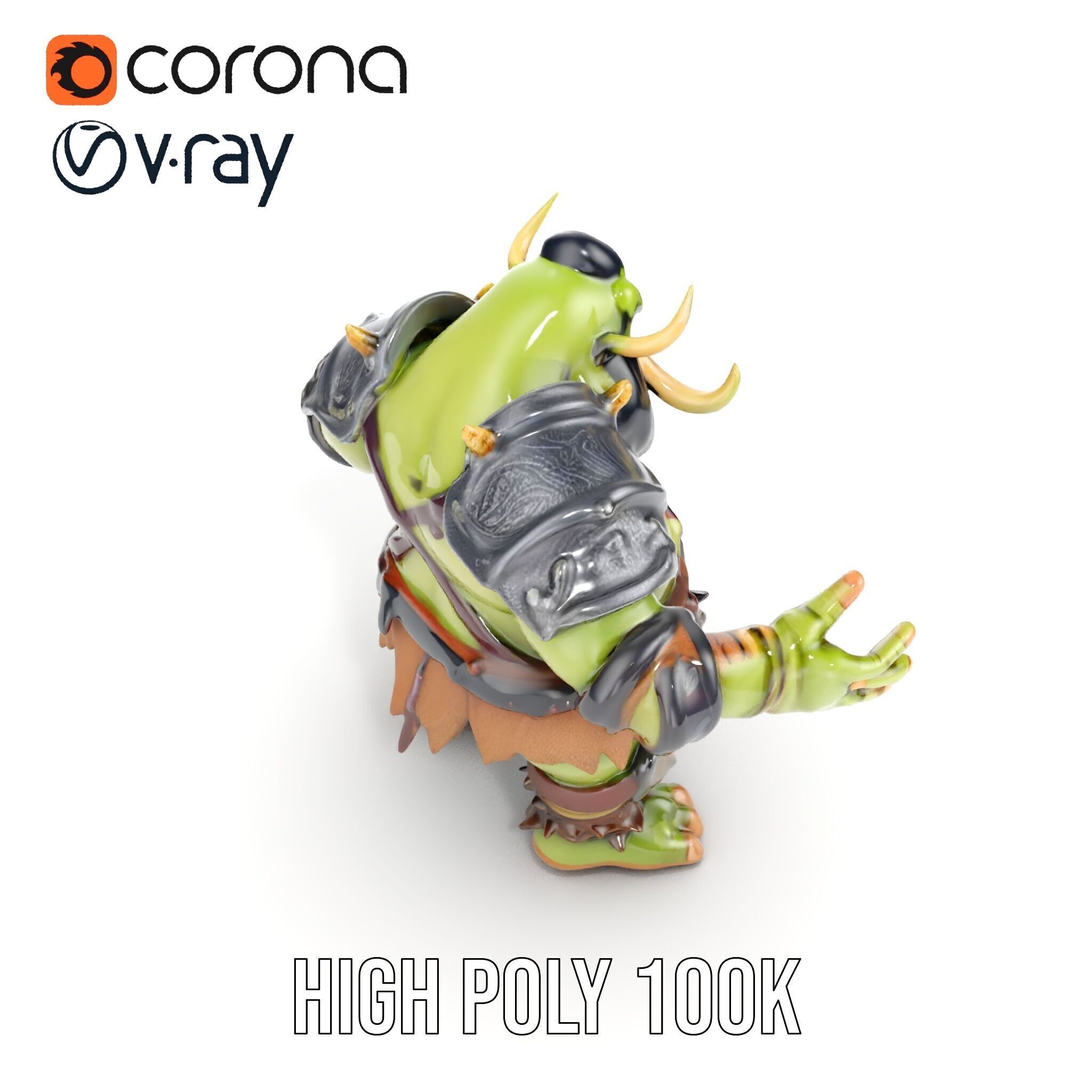 Orc Warrior Rigged and Animated D Character Model Low-poly 3D model_19