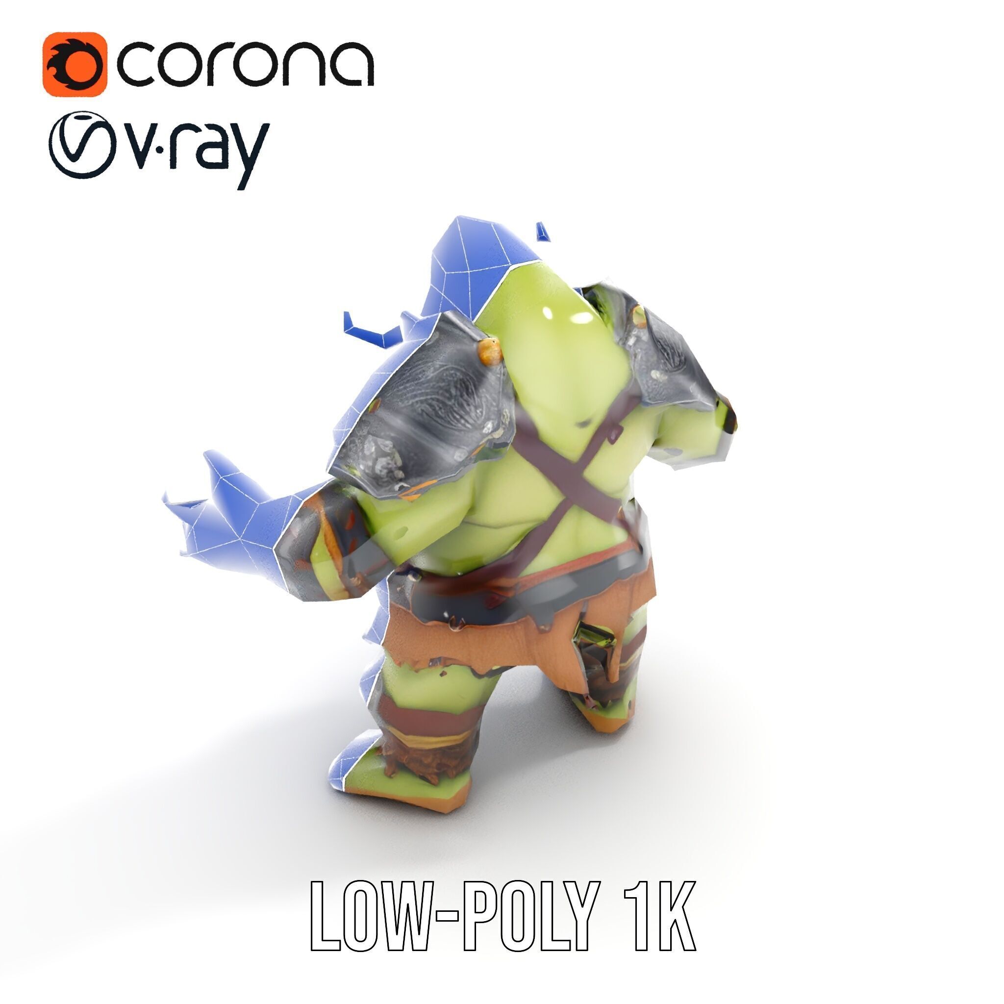 Orc Warrior Rigged and Animated D Character Model Low-poly 3D model_23