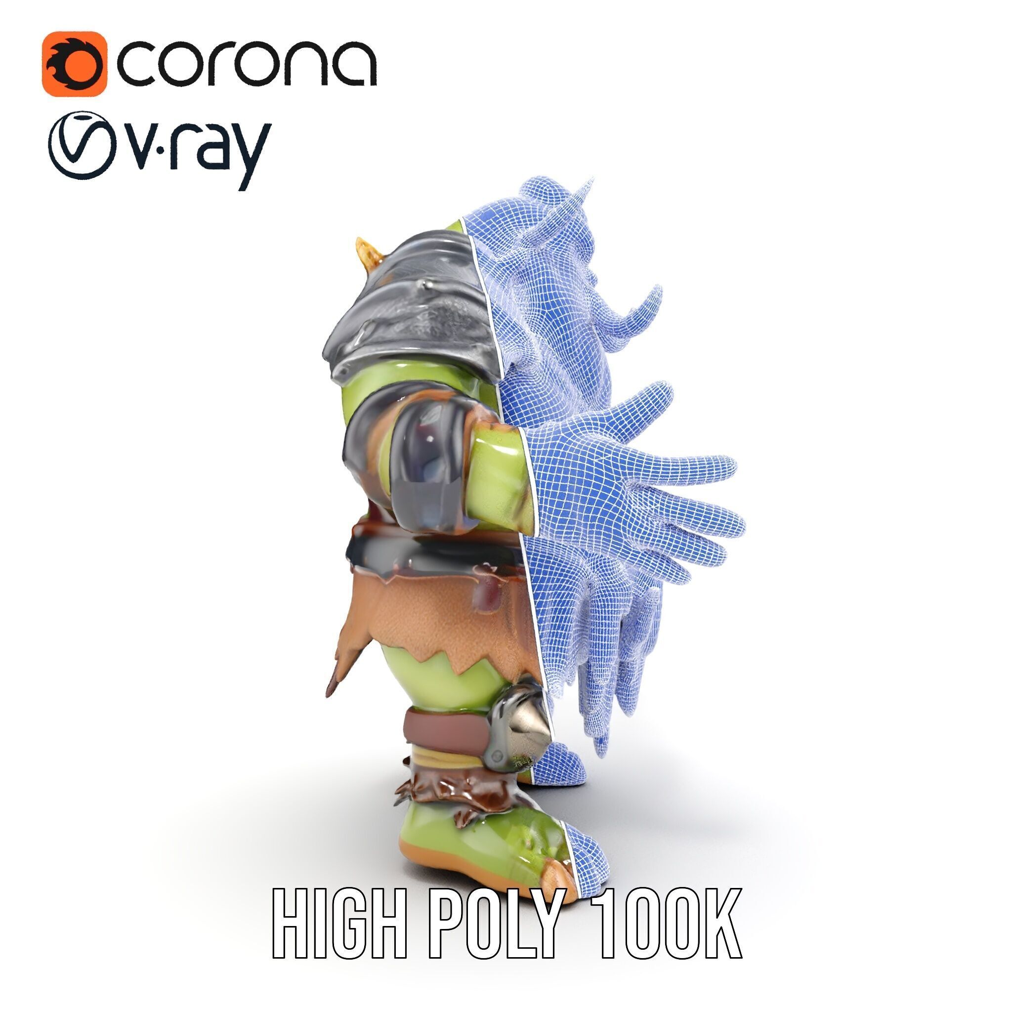 Orc Warrior Rigged and Animated D Character Model Low-poly 3D model_40