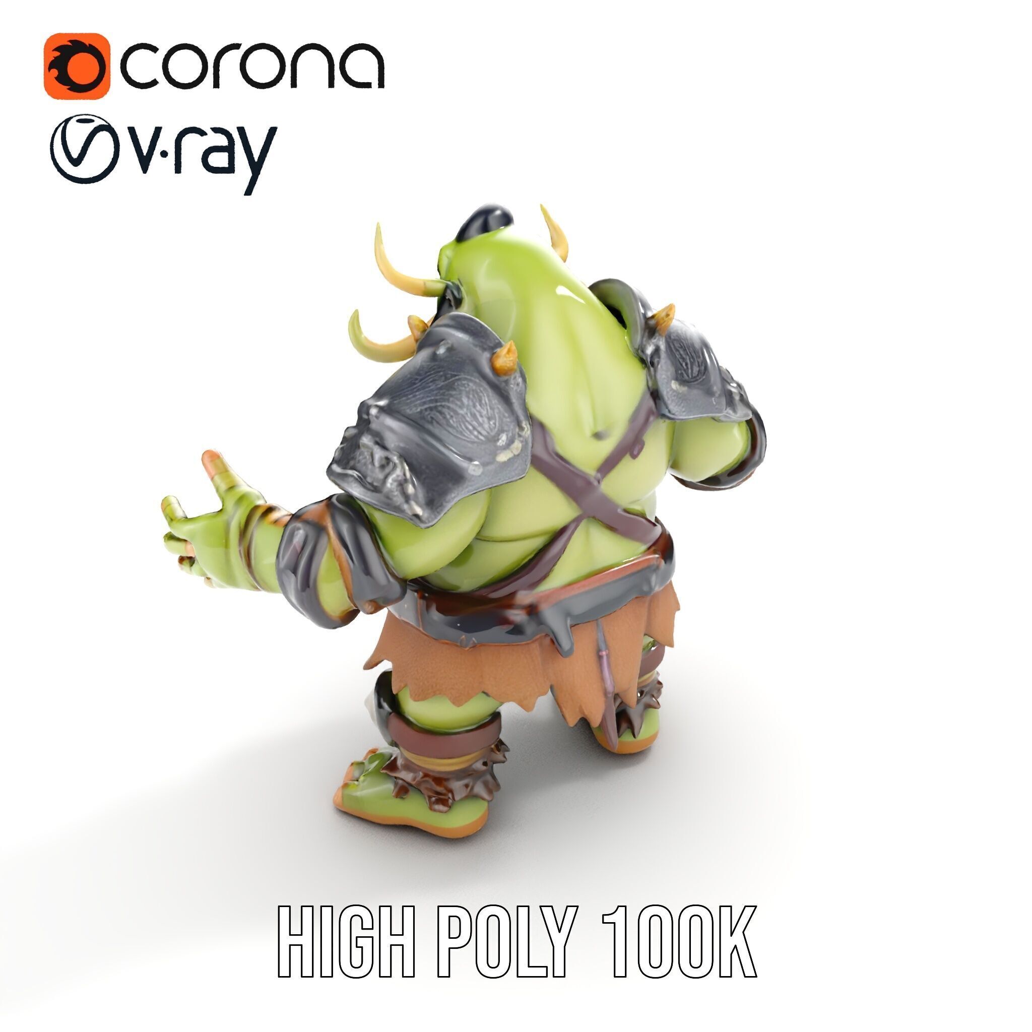 Orc Warrior Rigged and Animated D Character Model Low-poly 3D model_24