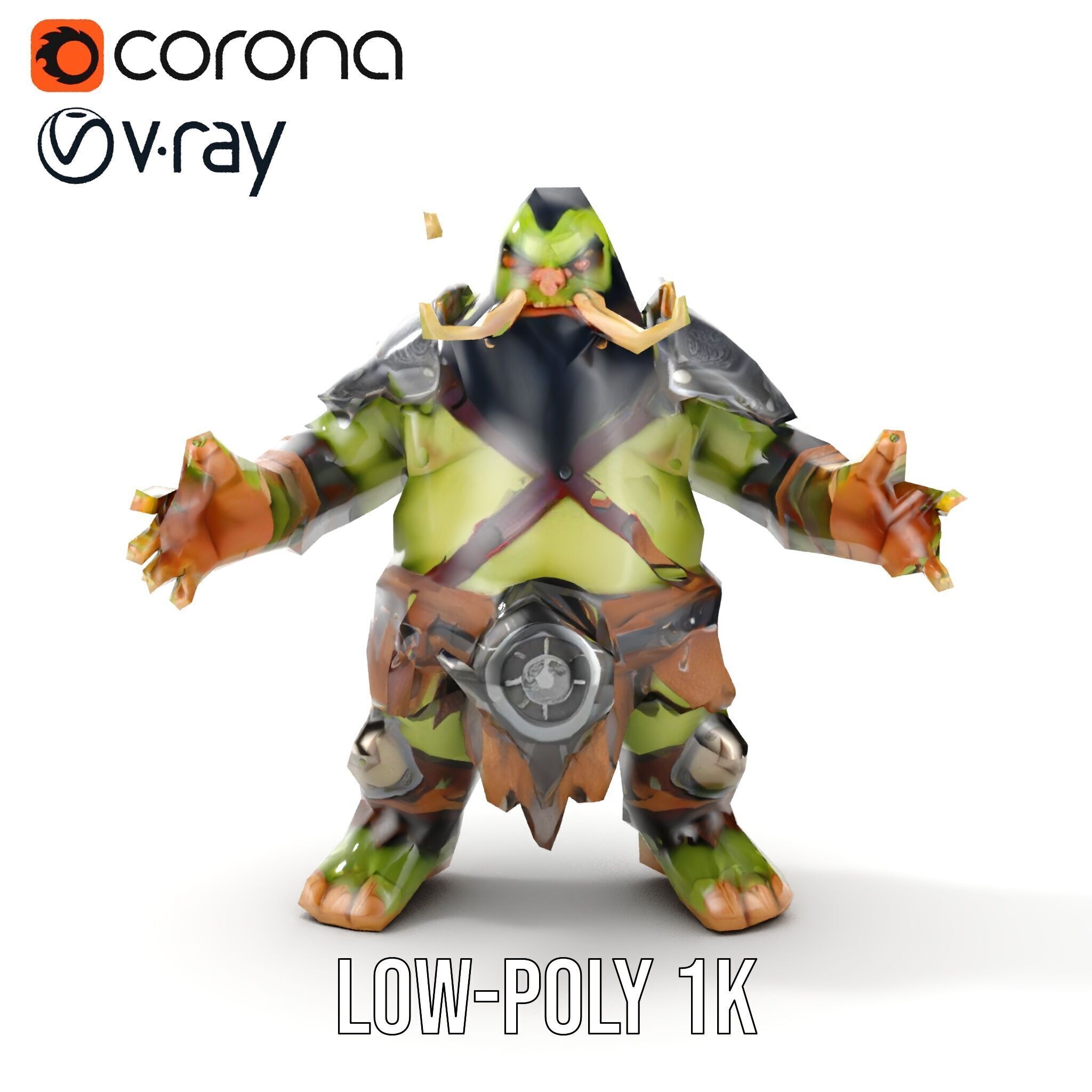 Orc Warrior Rigged and Animated D Character Model Low-poly 3D model_7