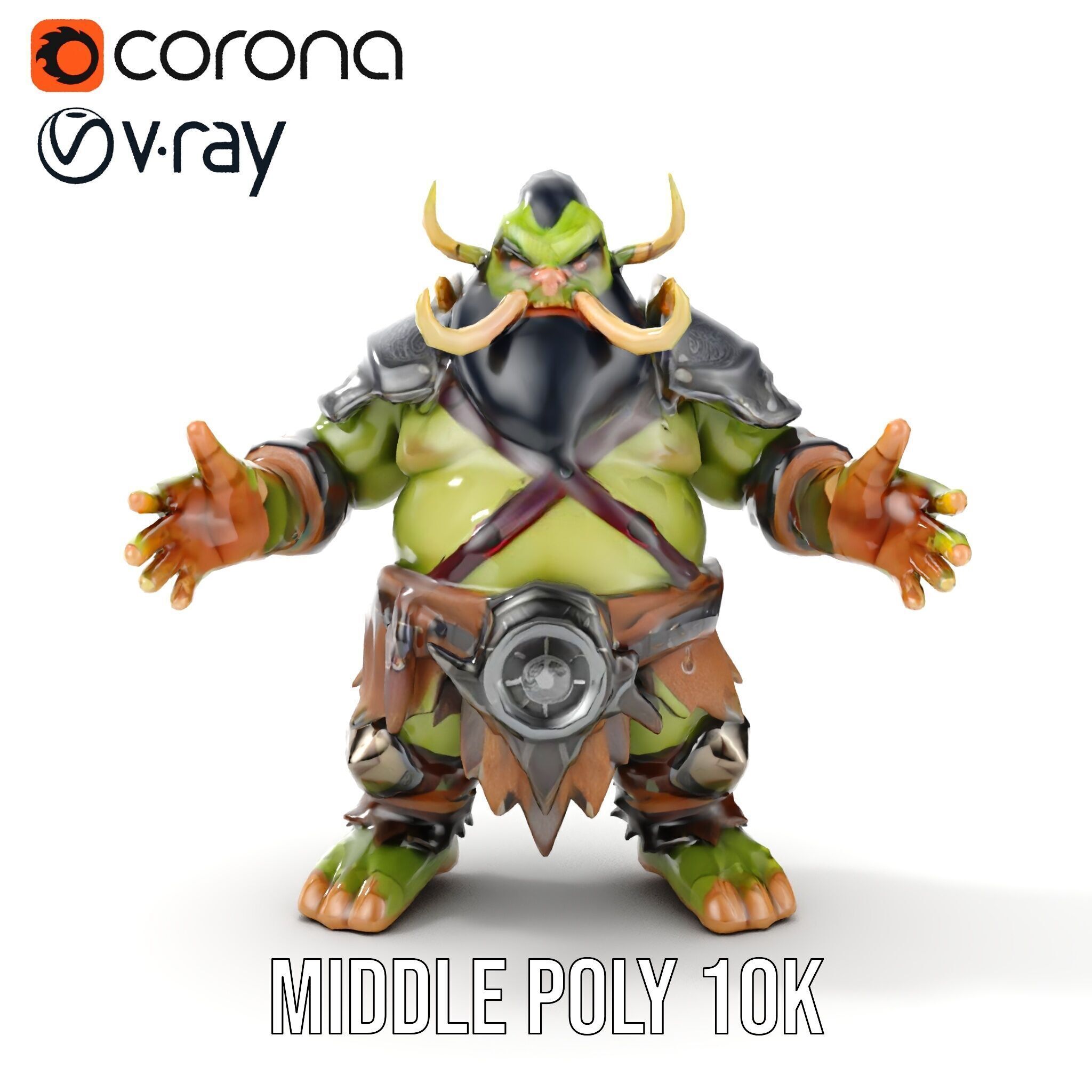 Orc Warrior Rigged and Animated D Character Model Low-poly 3D model_20