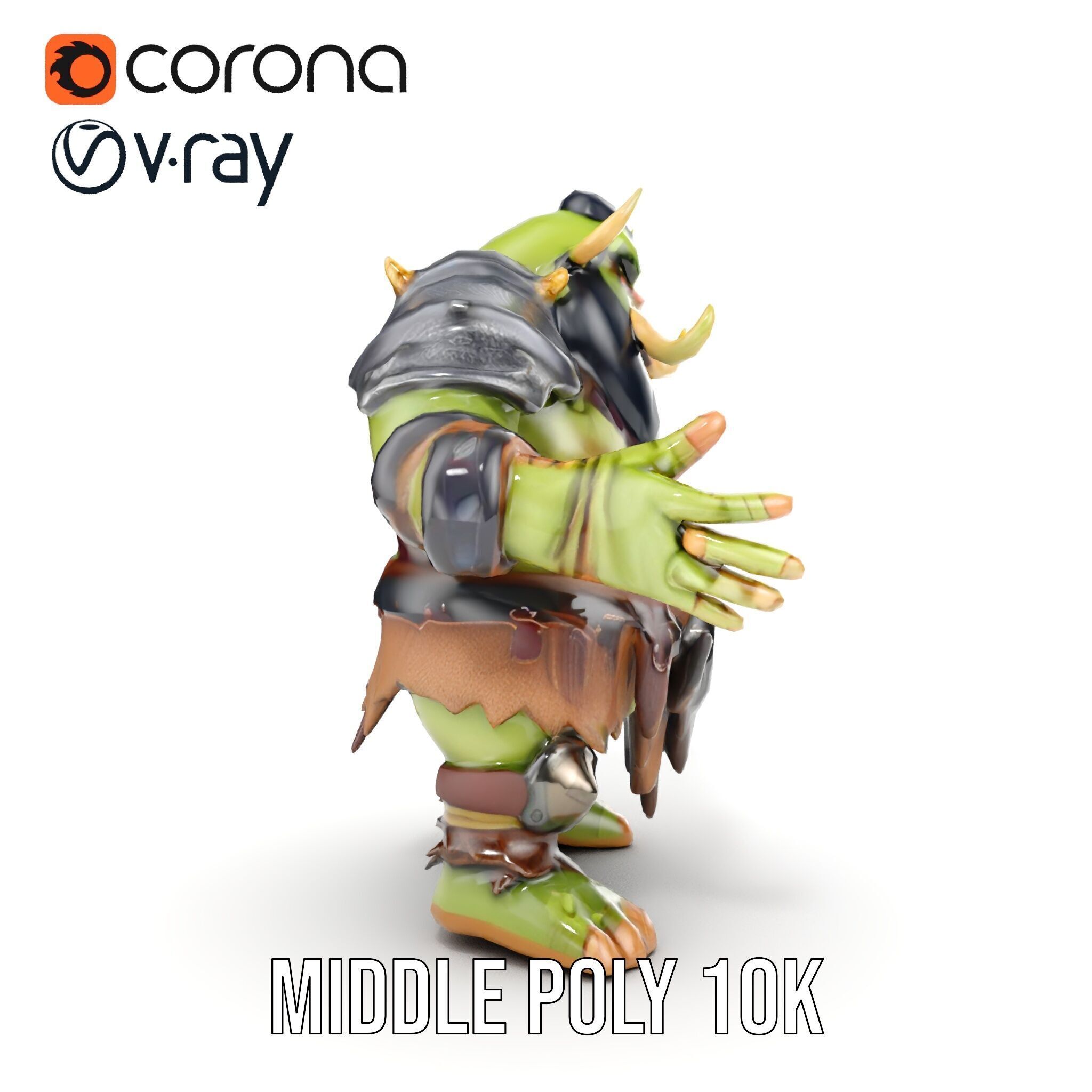 Orc Warrior Rigged and Animated D Character Model Low-poly 3D model_17