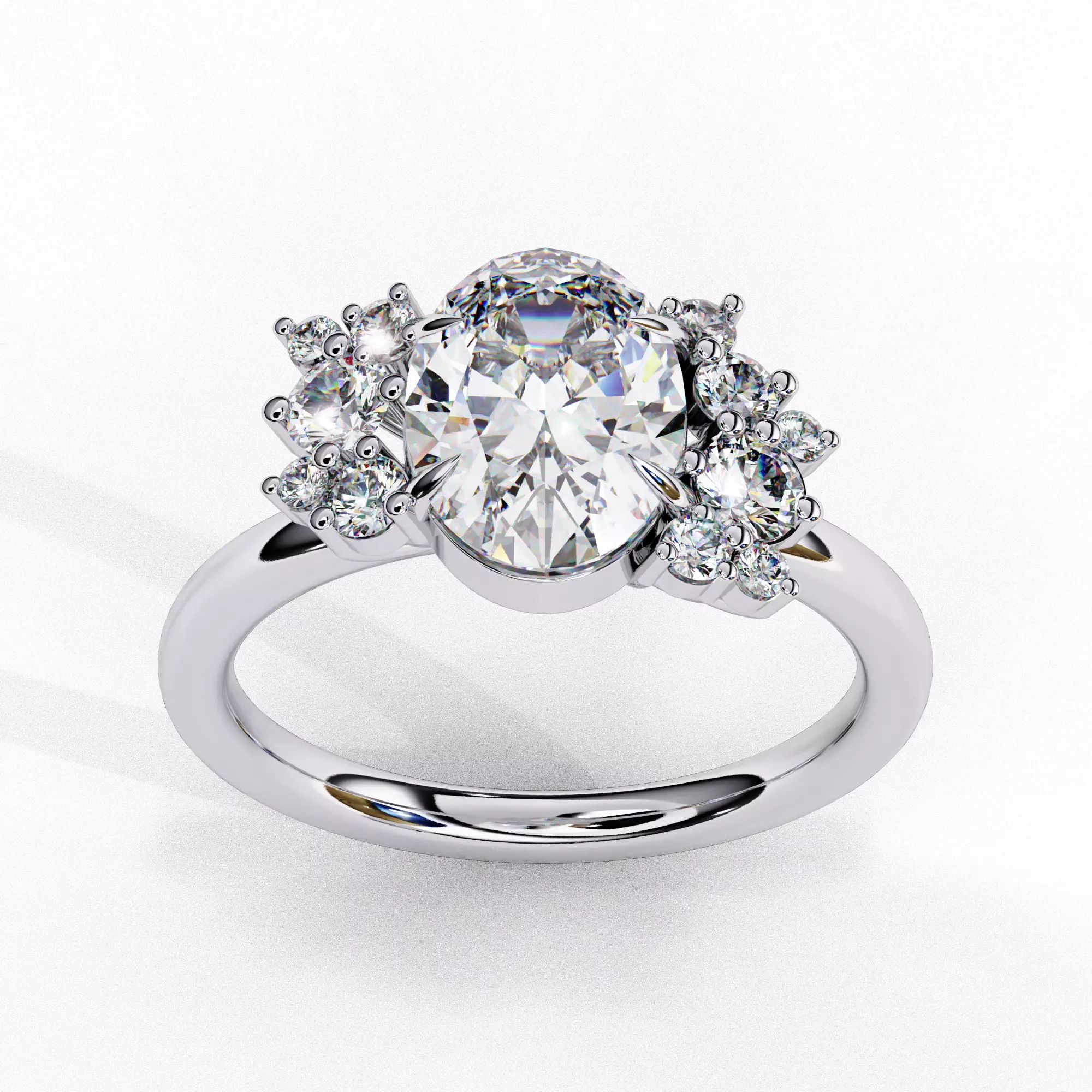 CUSHION DIAMOND RING -CAD-019 3D model_0