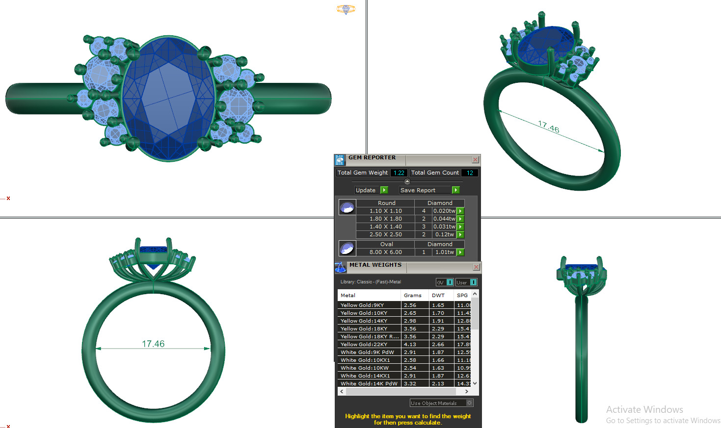 CUSHION DIAMOND RING -CAD-019 3D model_13
