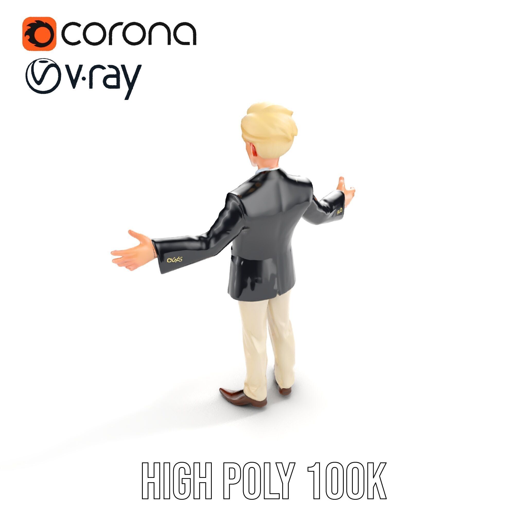 Elegant Young Male Character Rigged and Animated for Games Low-poly 3D model_22