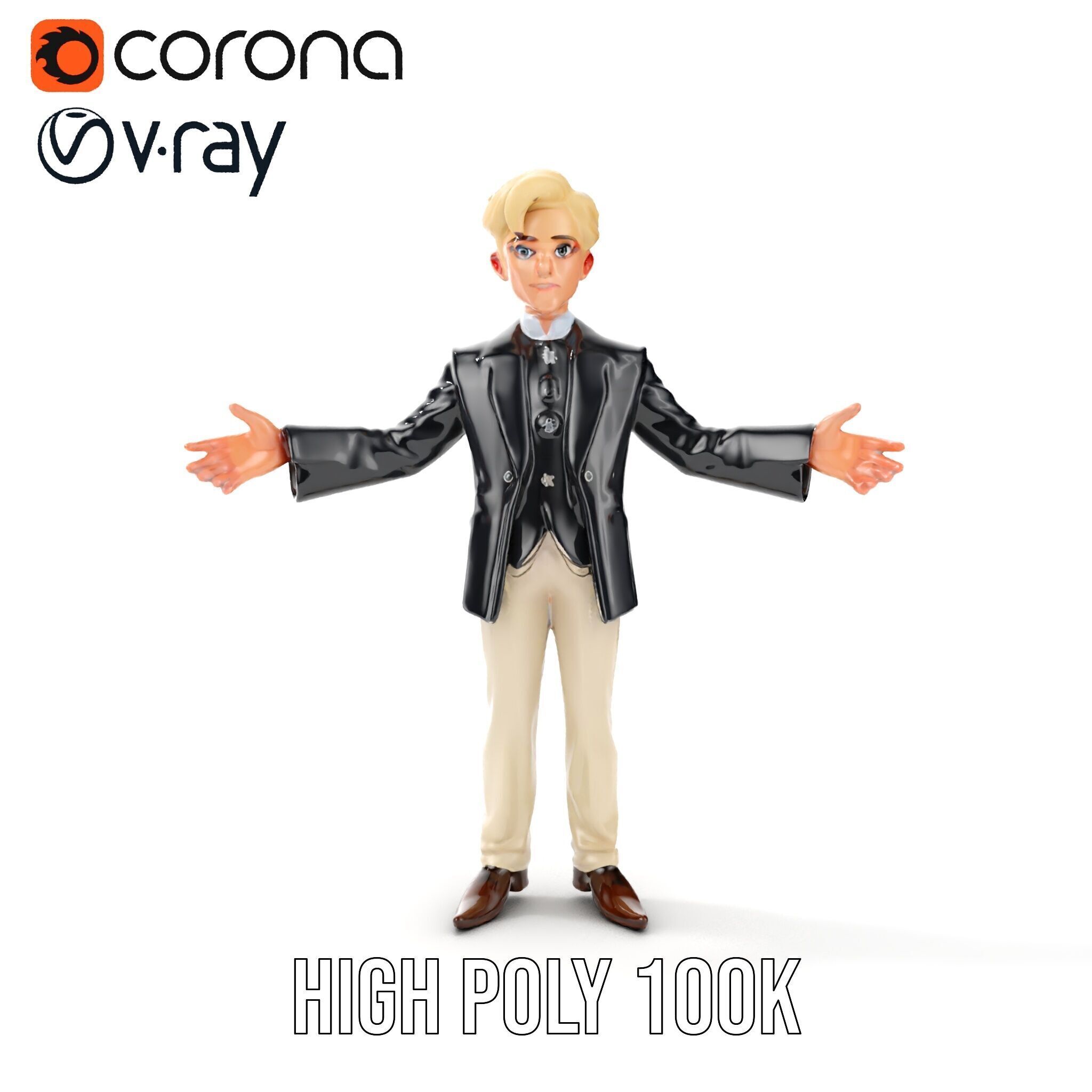 Elegant Young Male Character Rigged and Animated for Games Low-poly 3D model_30