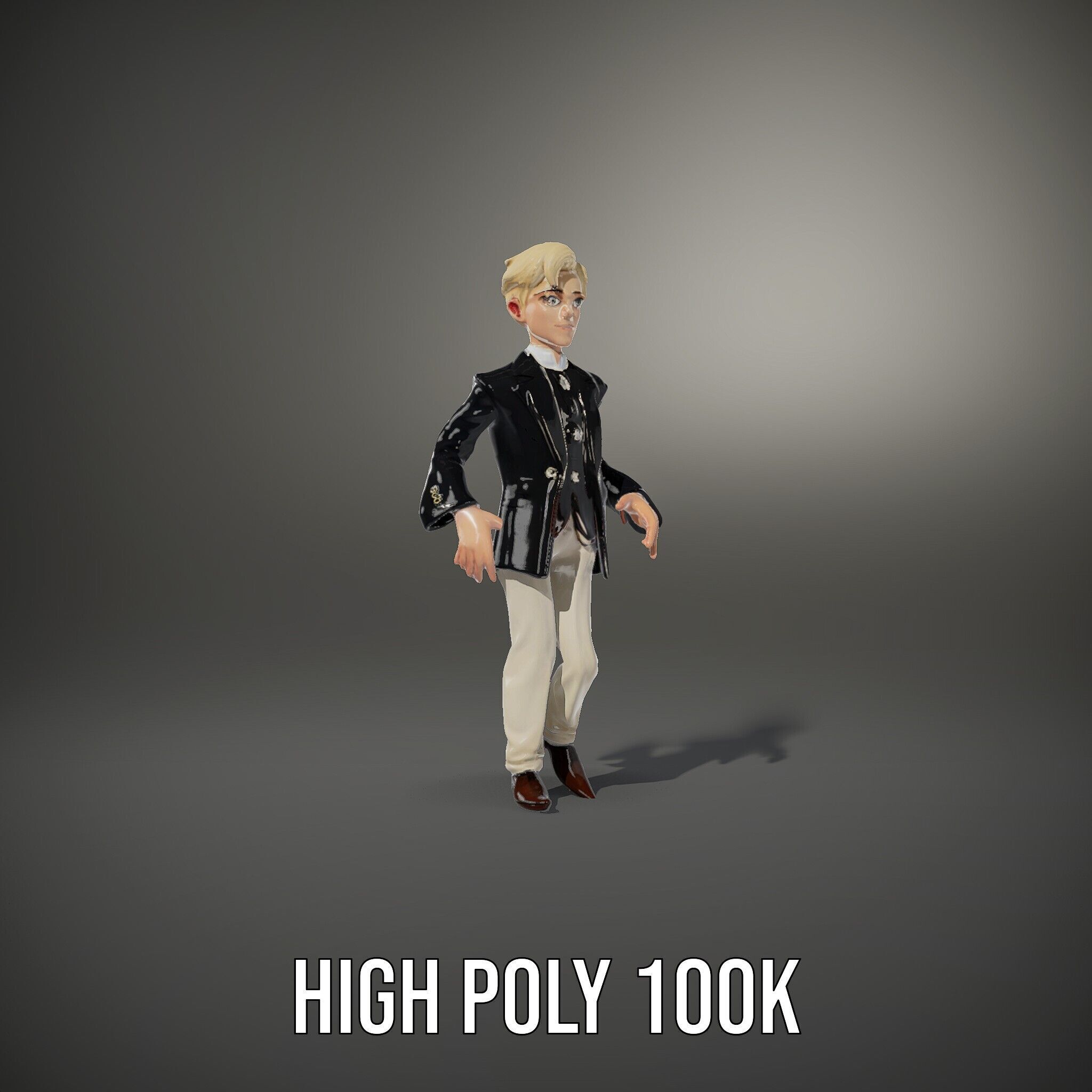 Elegant Young Male Character Rigged and Animated for Games Low-poly 3D model_8