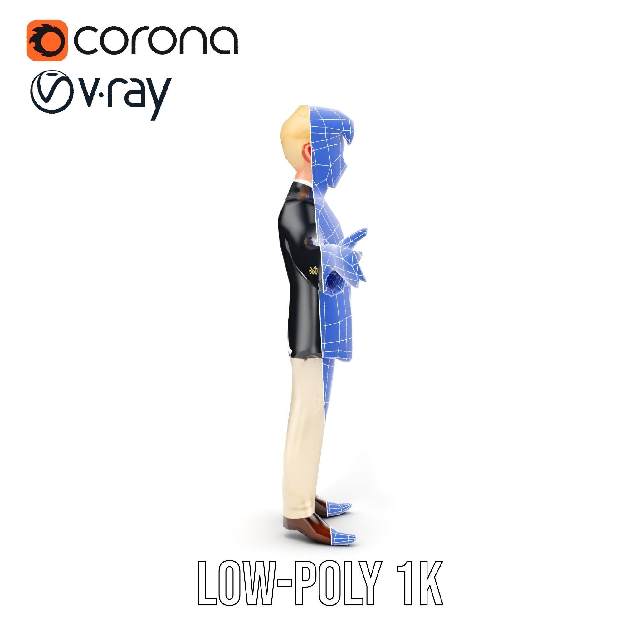 Elegant Young Male Character Rigged and Animated for Games Low-poly 3D model_29