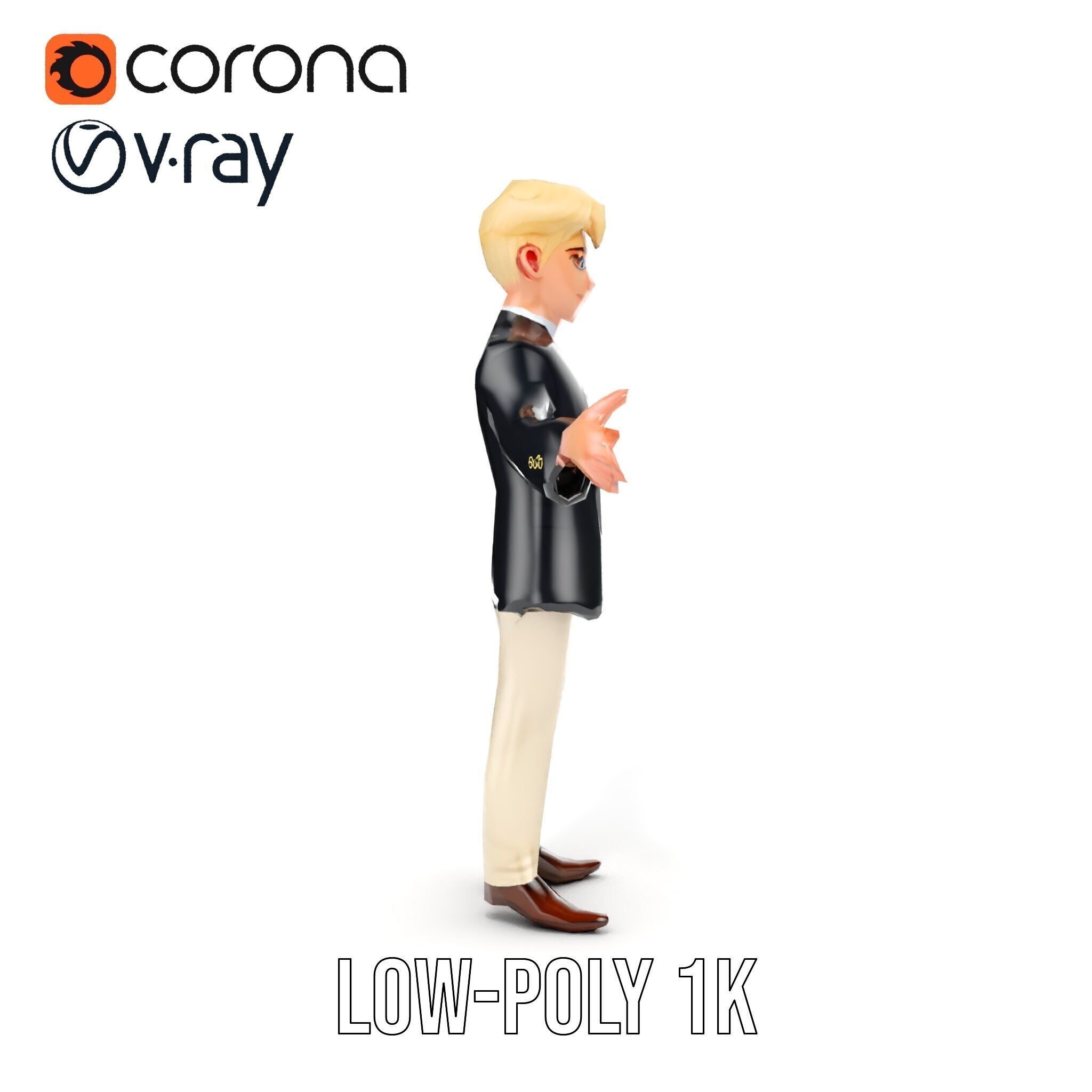 Elegant Young Male Character Rigged and Animated for Games Low-poly 3D model_21