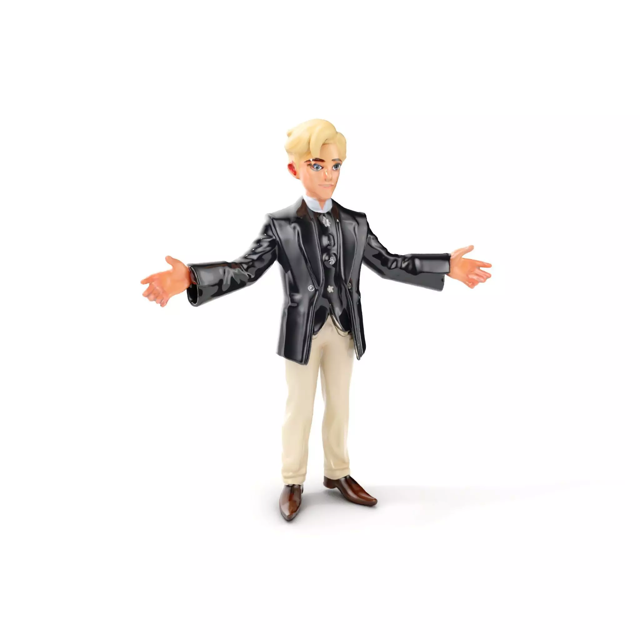 Elegant Young Male Character Rigged and Animated for Games Low-poly 3D model_0