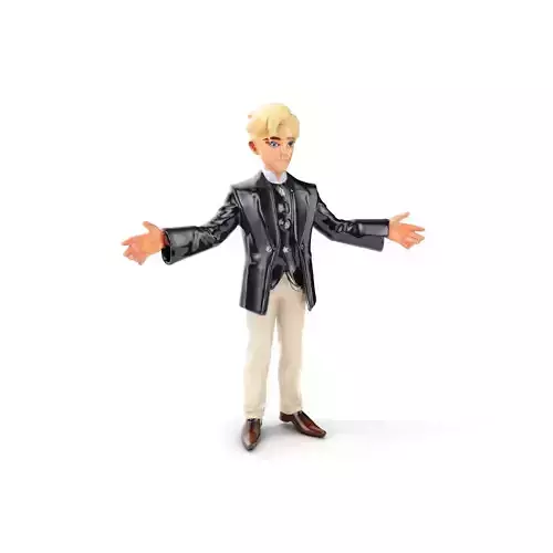 Elegant Young Male Character Rigged and Animated for Games Low-poly 3D model