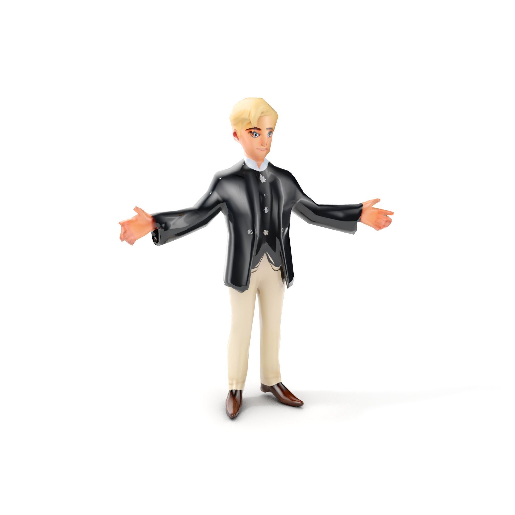Elegant Young Male Character Rigged and Animated for Games Low-poly 3D model_16