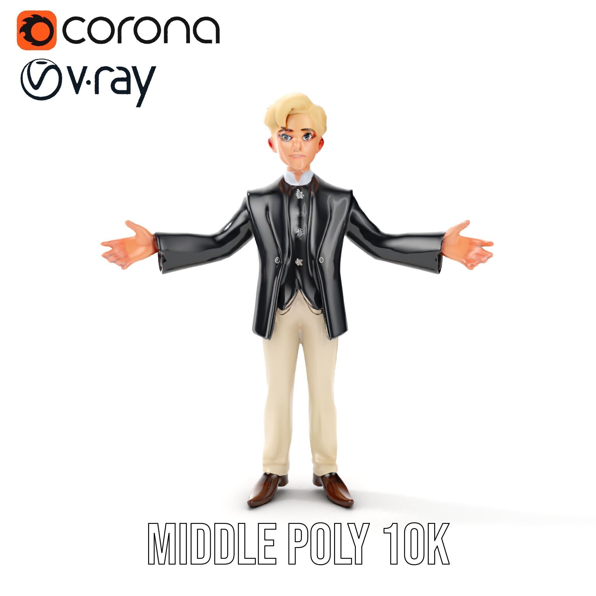 Elegant Young Male Character Rigged and Animated for Games Low-poly 3D model_18