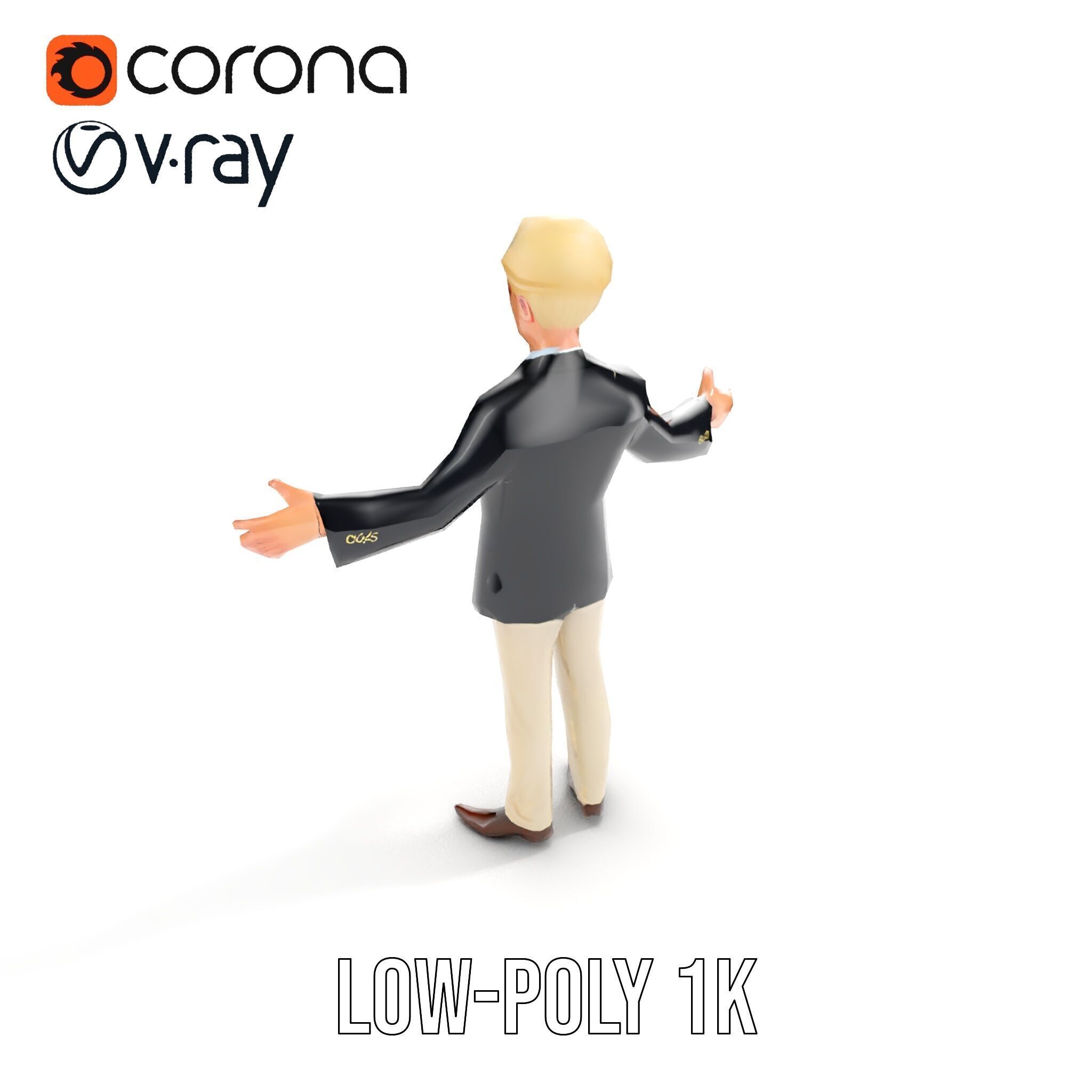 Elegant Young Male Character Rigged and Animated for Games Low-poly 3D model_10