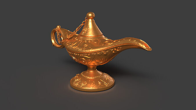 Chinese gold magic lamp   Low-poly 3D model