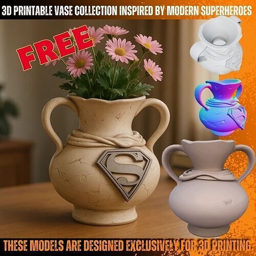 Broken Ancient Superman Amphora 3D Printable STL Free 3D print model