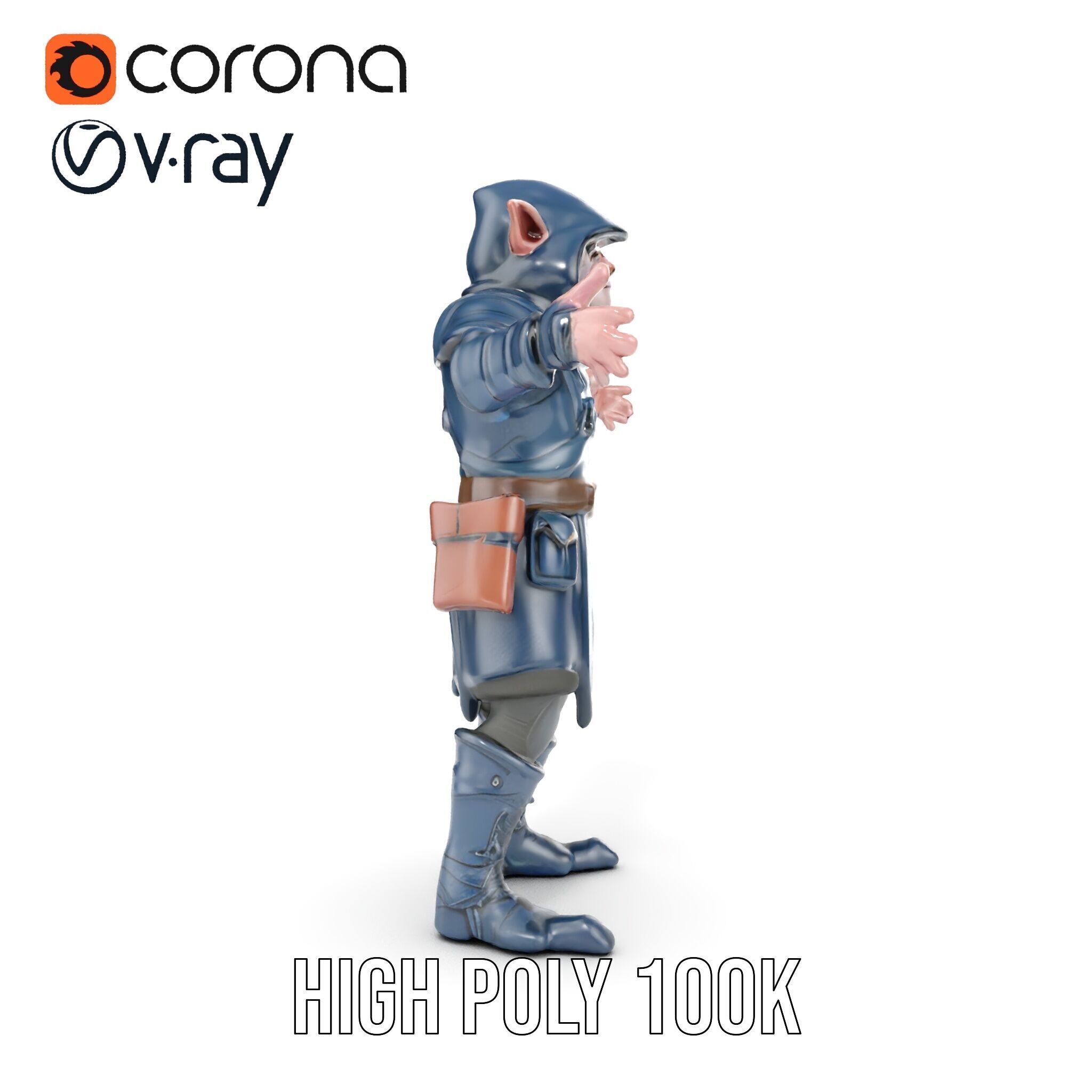 Rigged and Animated Hooded Goblin Warrior D Character Model Low-poly 3D model_27