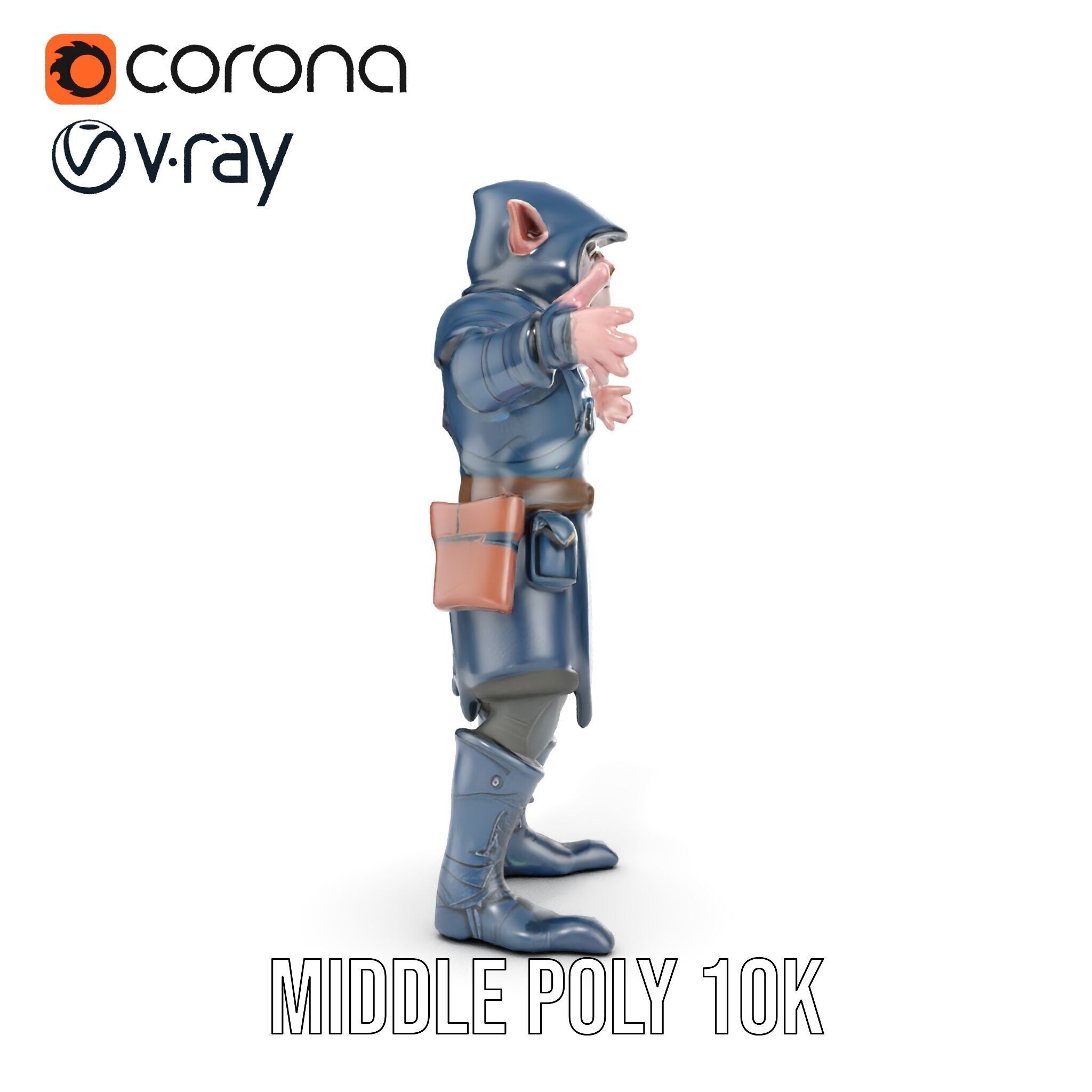 Rigged and Animated Hooded Goblin Warrior D Character Model Low-poly 3D model_28