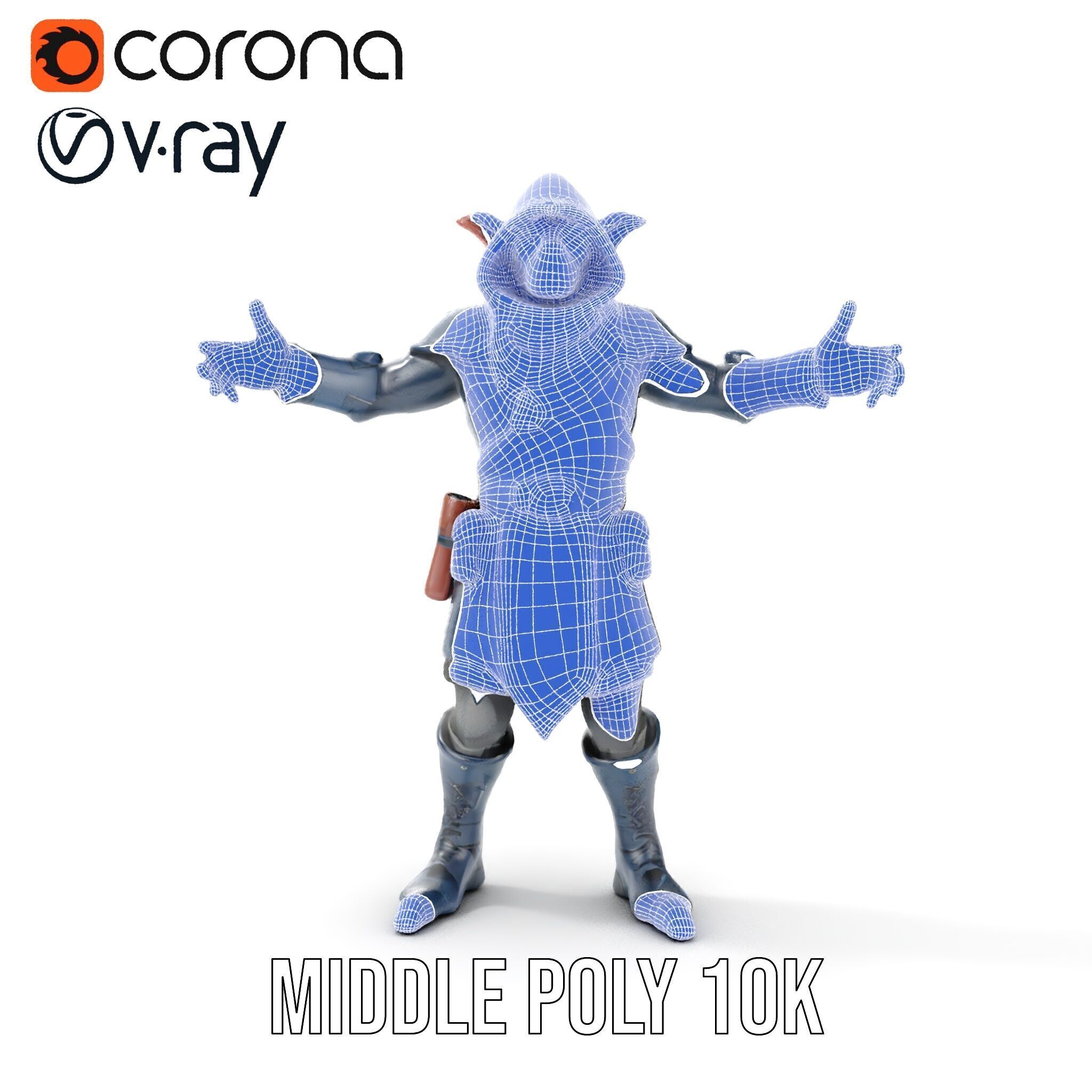 Rigged and Animated Hooded Goblin Warrior D Character Model Low-poly 3D model_34