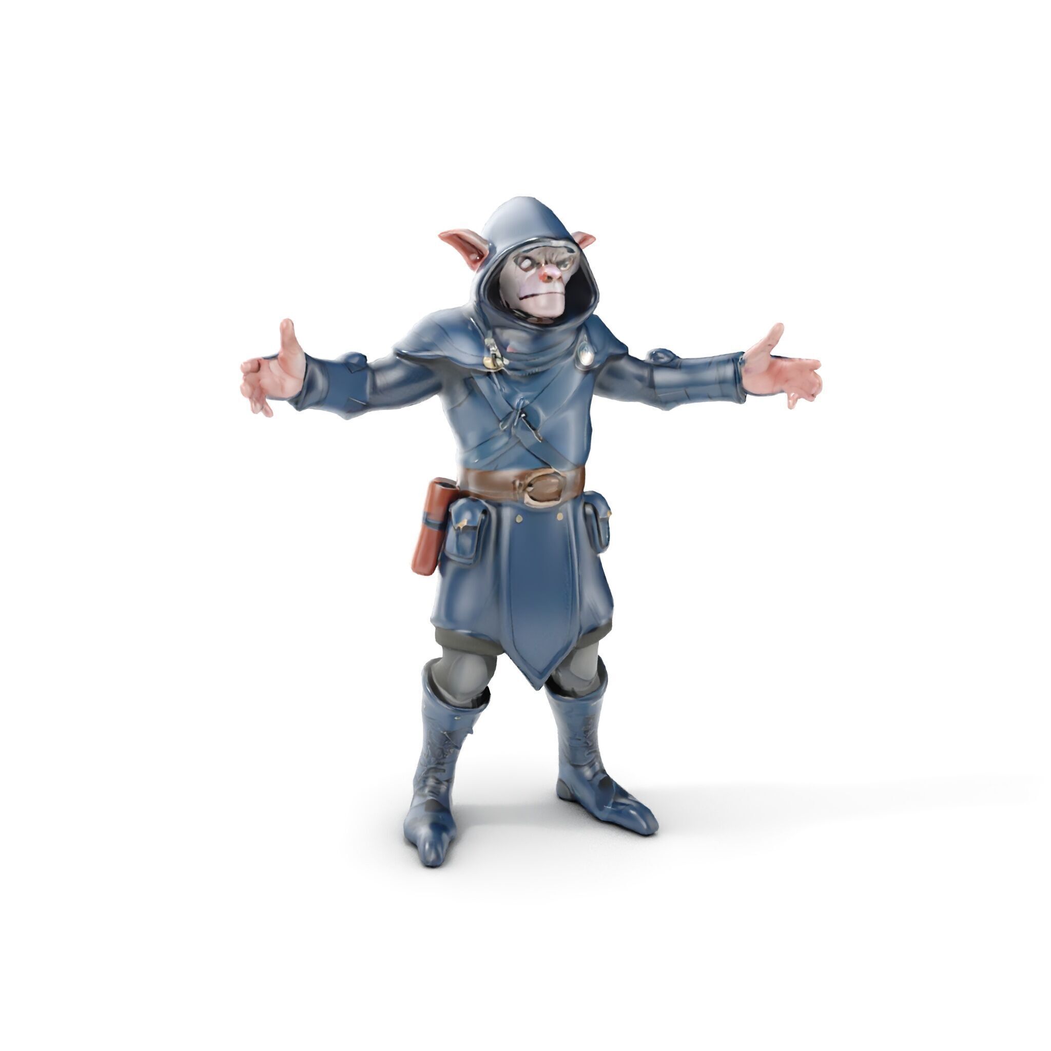 Rigged and Animated Hooded Goblin Warrior D Character Model Low-poly 3D model_12