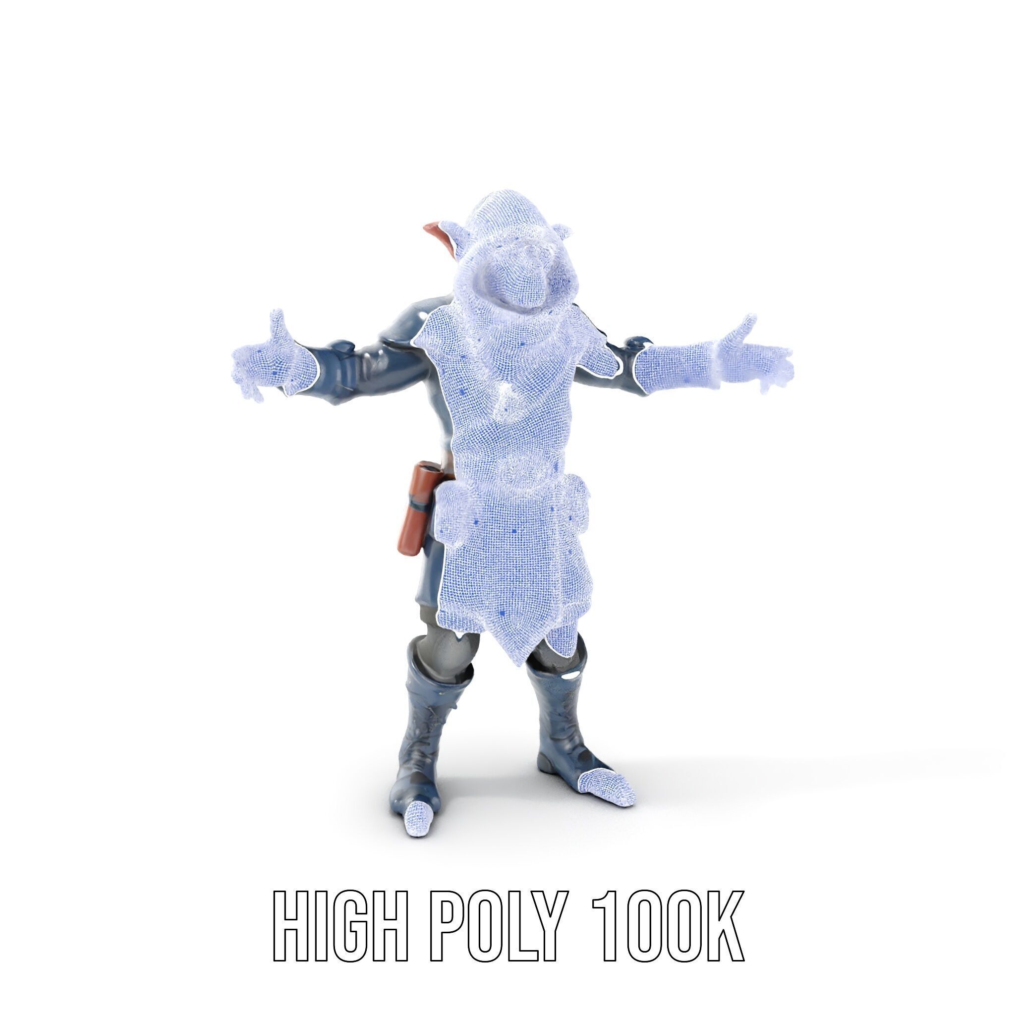 Rigged and Animated Hooded Goblin Warrior D Character Model Low-poly 3D model_4