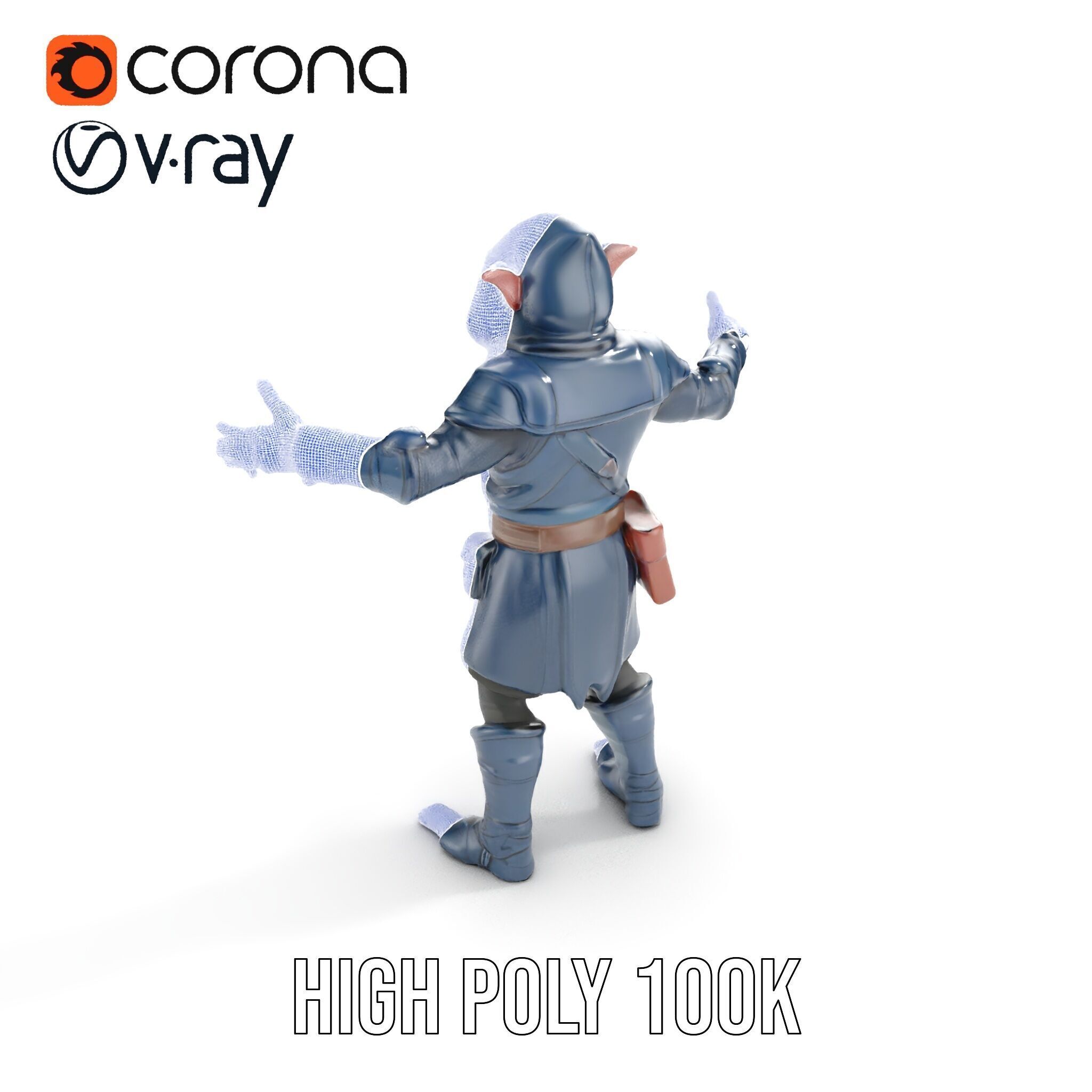 Rigged and Animated Hooded Goblin Warrior D Character Model Low-poly 3D model_40