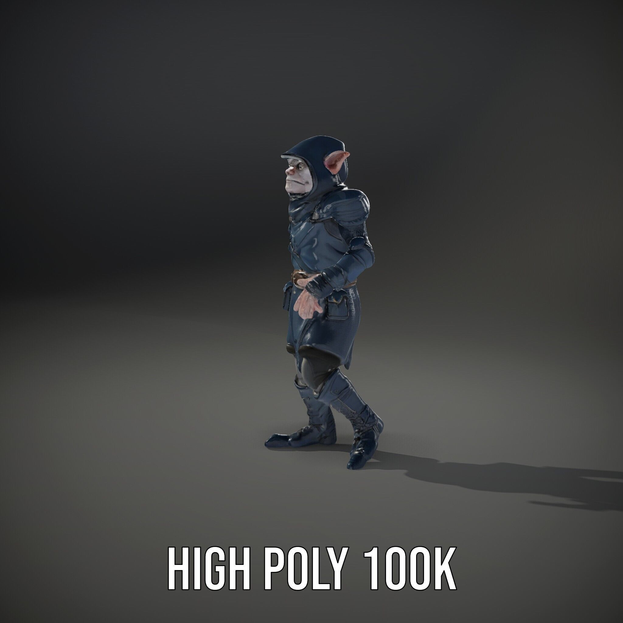 Rigged and Animated Hooded Goblin Warrior D Character Model Low-poly 3D model_8