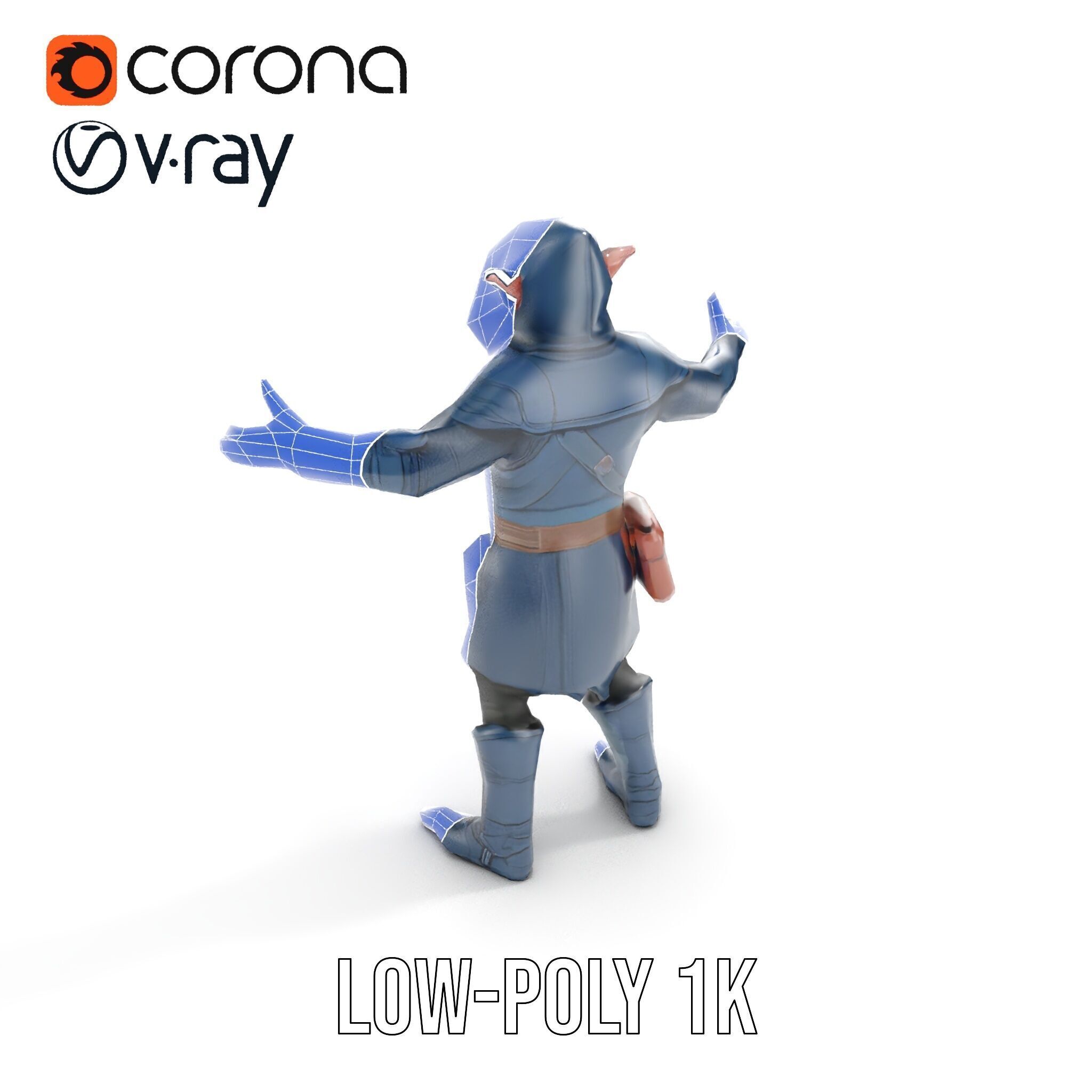 Rigged and Animated Hooded Goblin Warrior D Character Model Low-poly 3D model_32