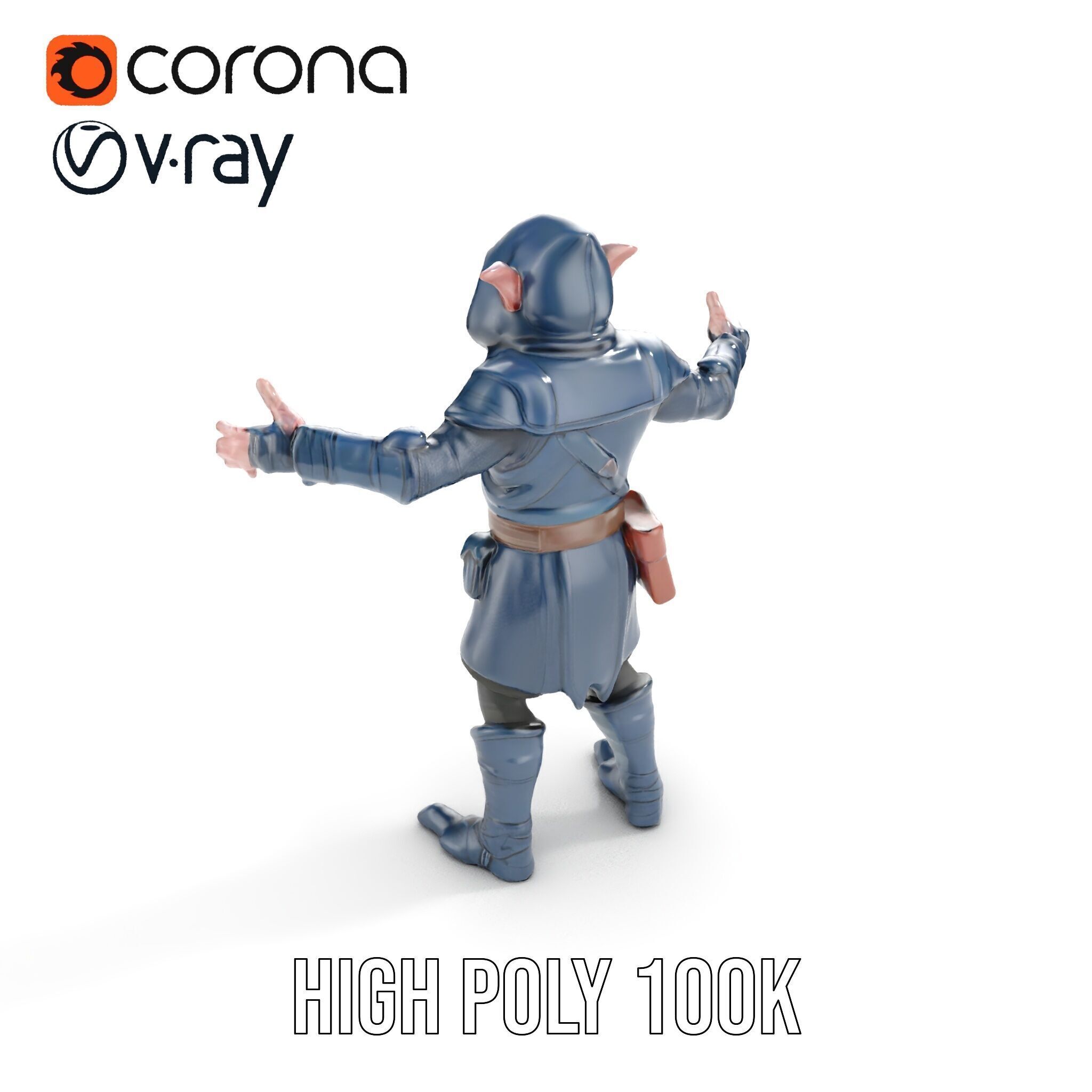 Rigged and Animated Hooded Goblin Warrior D Character Model Low-poly 3D model_24