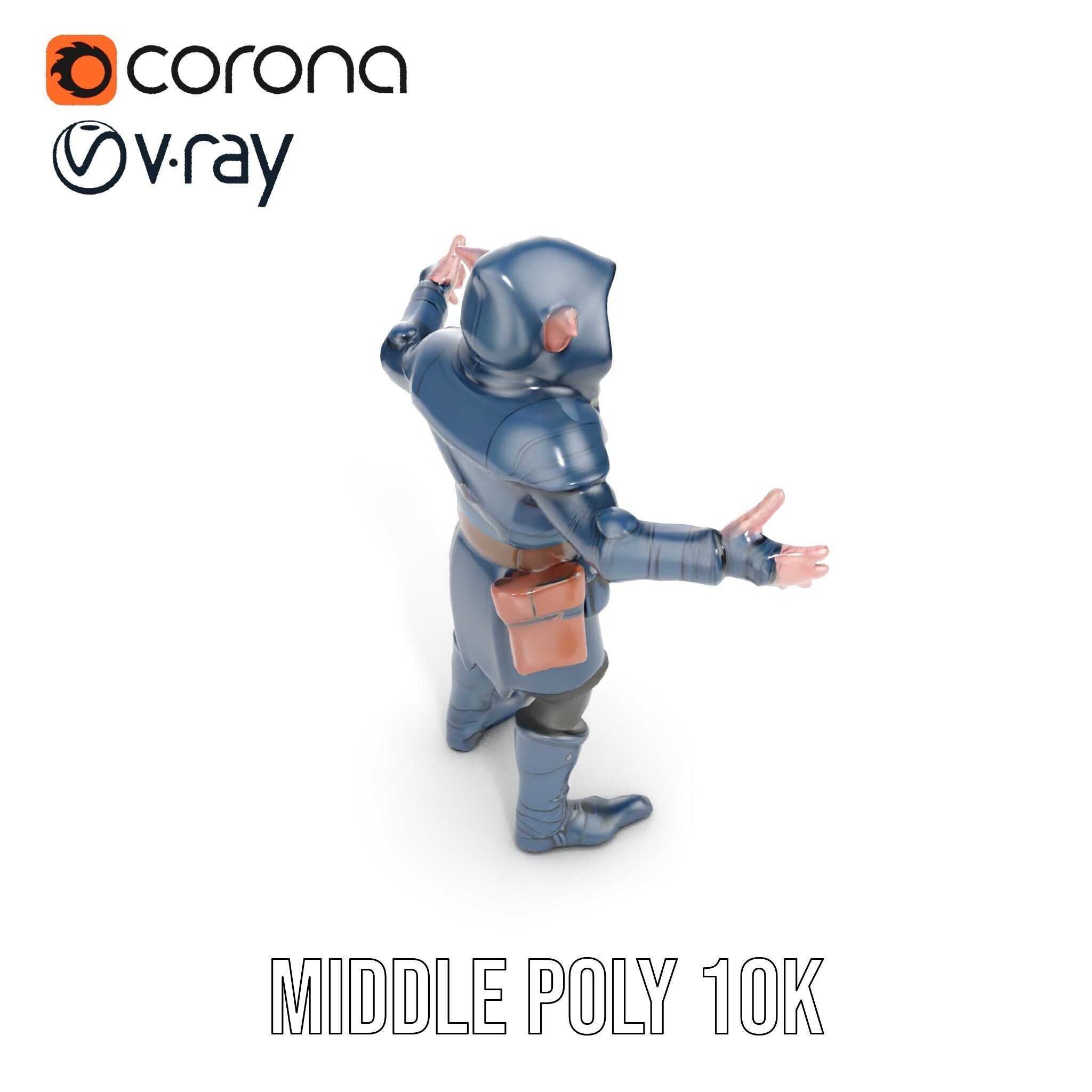Rigged and Animated Hooded Goblin Warrior D Character Model Low-poly 3D model_17