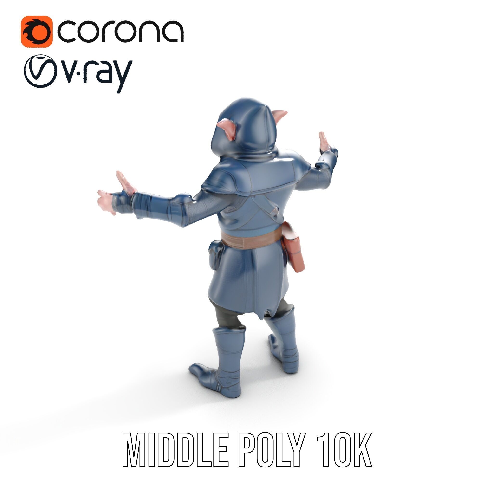 Rigged and Animated Hooded Goblin Warrior D Character Model Low-poly 3D model_15