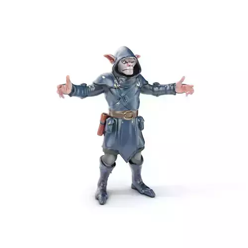 Rigged and Animated Hooded Goblin Warrior D Character Model Low-poly 3D model
