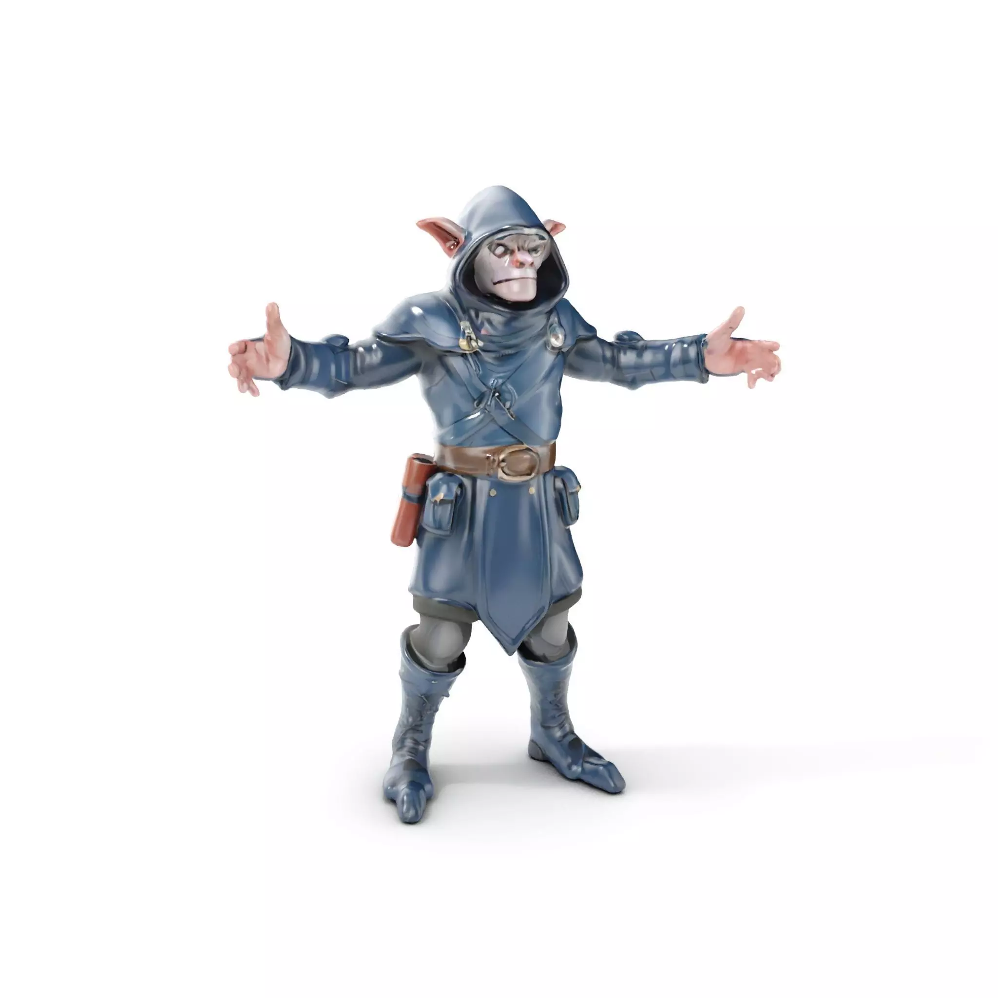 Rigged and Animated Hooded Goblin Warrior D Character Model Low-poly 3D model_0