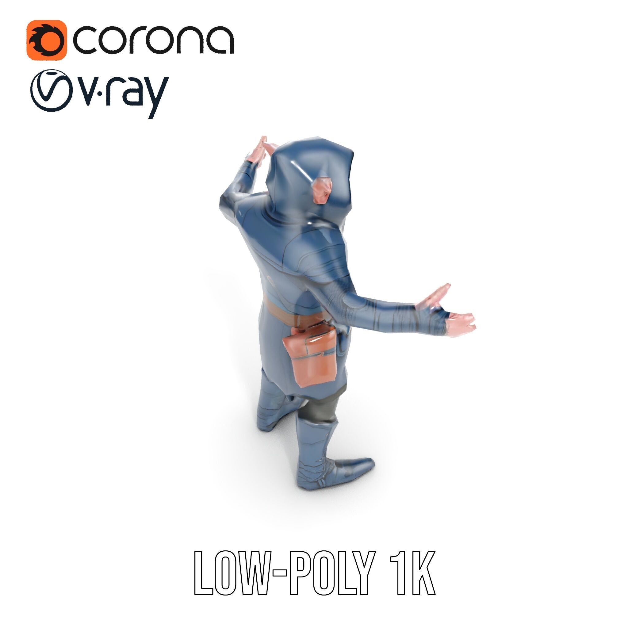 Rigged and Animated Hooded Goblin Warrior D Character Model Low-poly 3D model_7