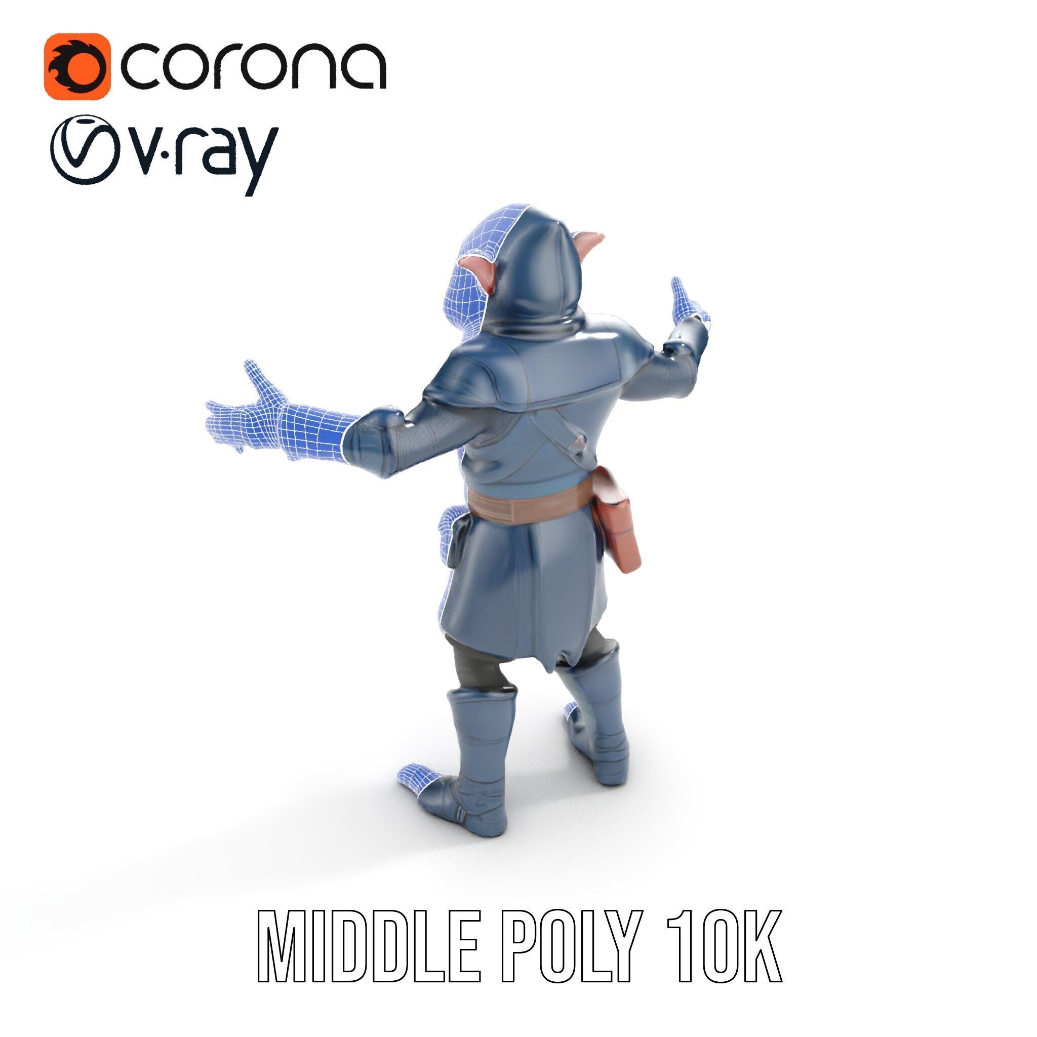 Rigged and Animated Hooded Goblin Warrior D Character Model Low-poly 3D model_22