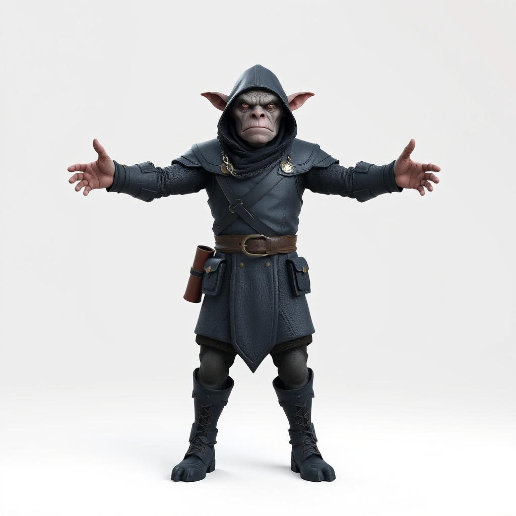 Rigged and Animated Hooded Goblin Warrior D Character Model Low-poly 3D model_2