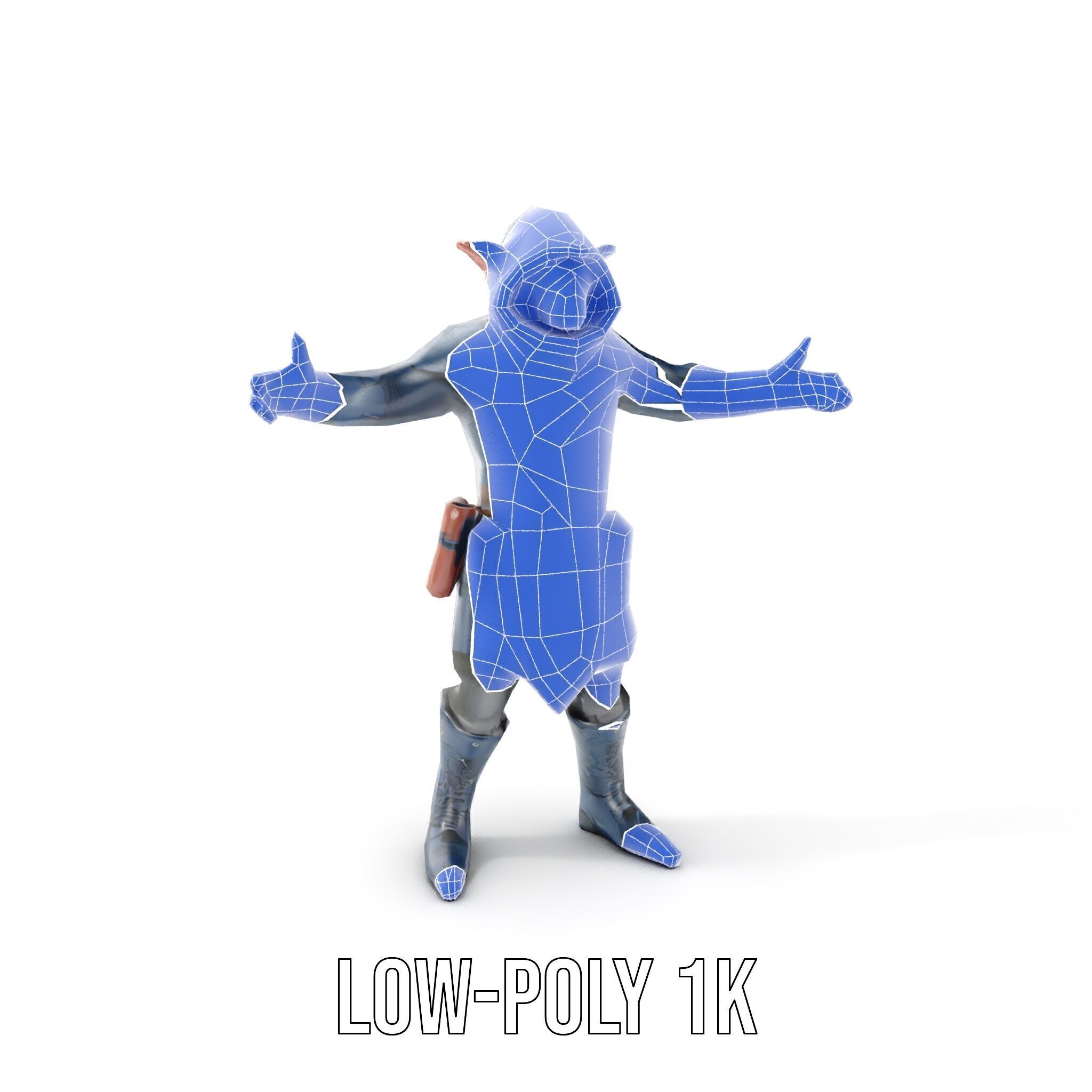 Rigged and Animated Hooded Goblin Warrior D Character Model Low-poly 3D model_29